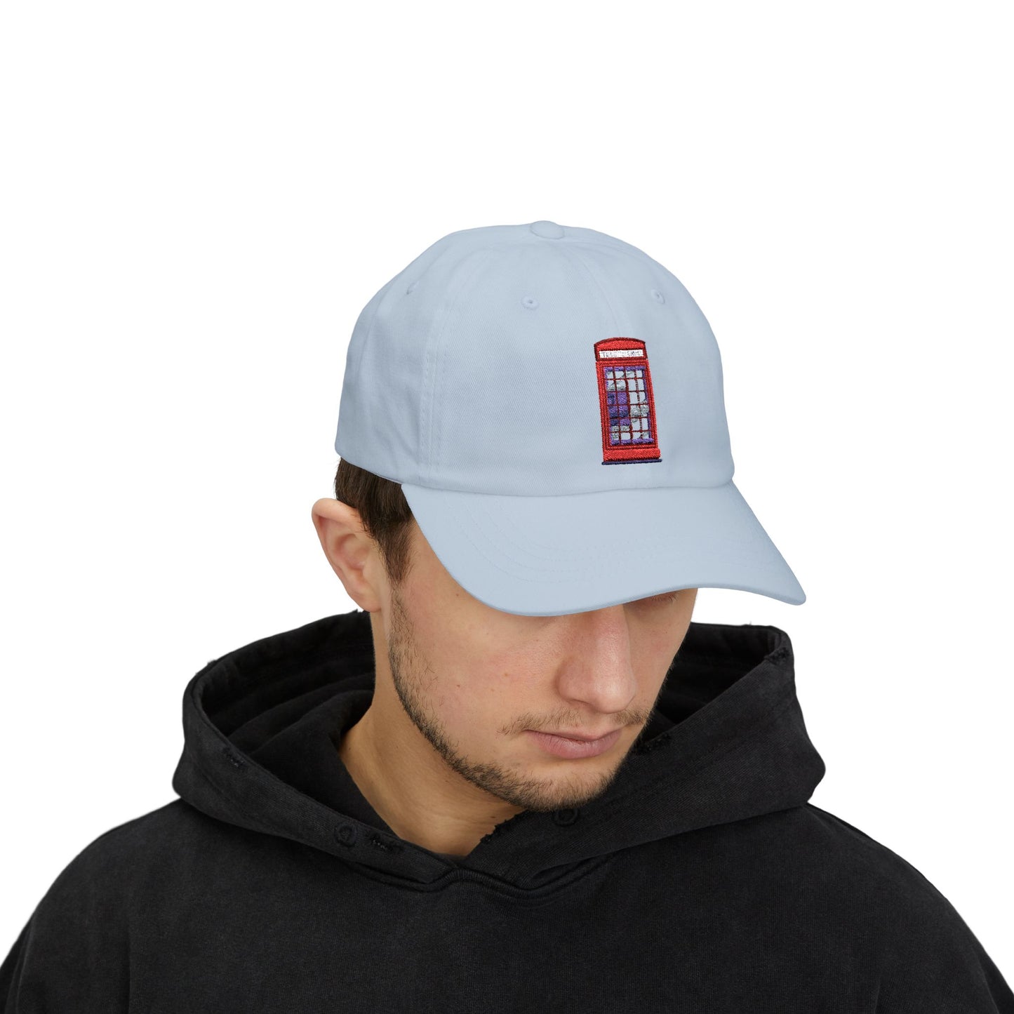Classic Dad Cap with Vintage Red Phone Booth Design, Casual Hat for Everyday Wear, Gift for Father's Day, Trendy Baseball Cap