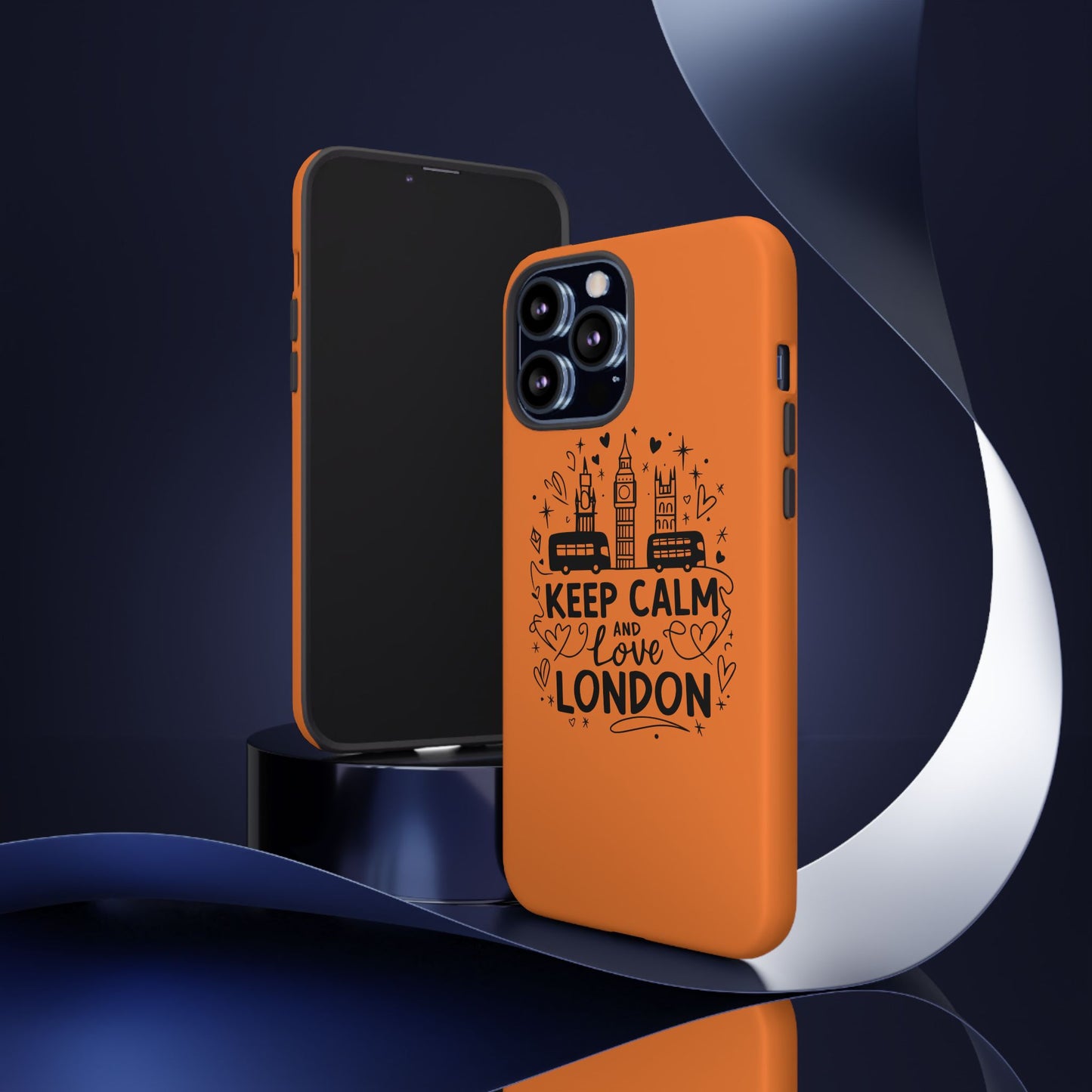 London-Themed Phone Case: Keep Calm and Love London, UK Souvenir, Travel Gift, City Lover, Smartphone Accessories, Orange Design
