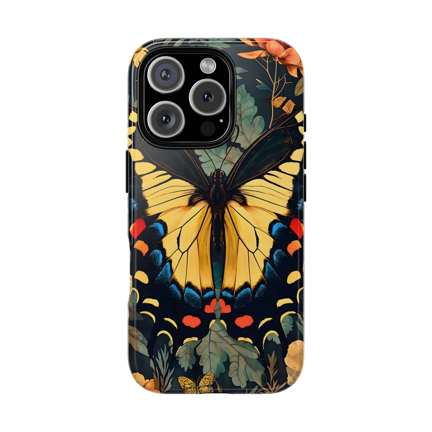 Butterfly Floral Phone Case, Art-inspire Tough Case, Gift for Nature Lovers, Butterfly Pattern Cover, Eco-Friendly Mobile Accessory