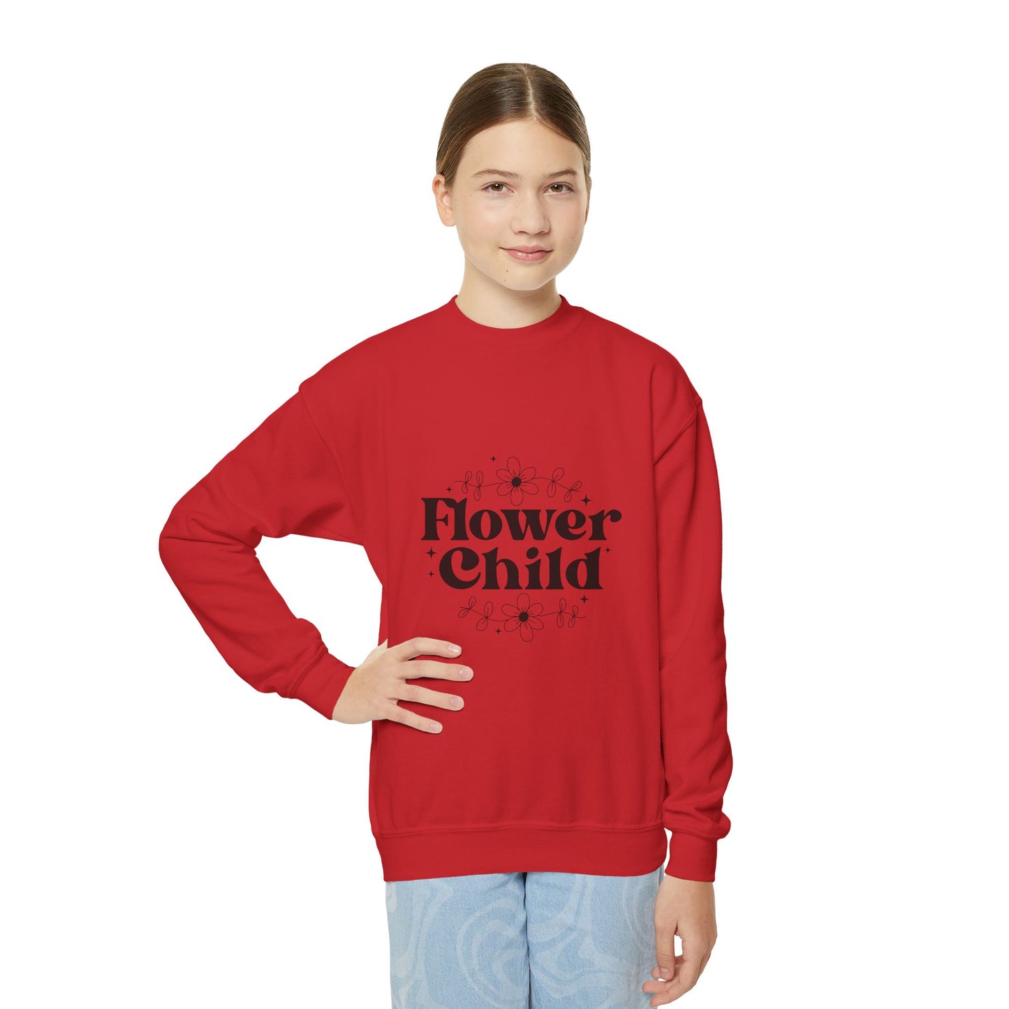 Flower Child Youth Crewneck Sweatshirt - Fun & Cozy Style for Young Free Spirits
