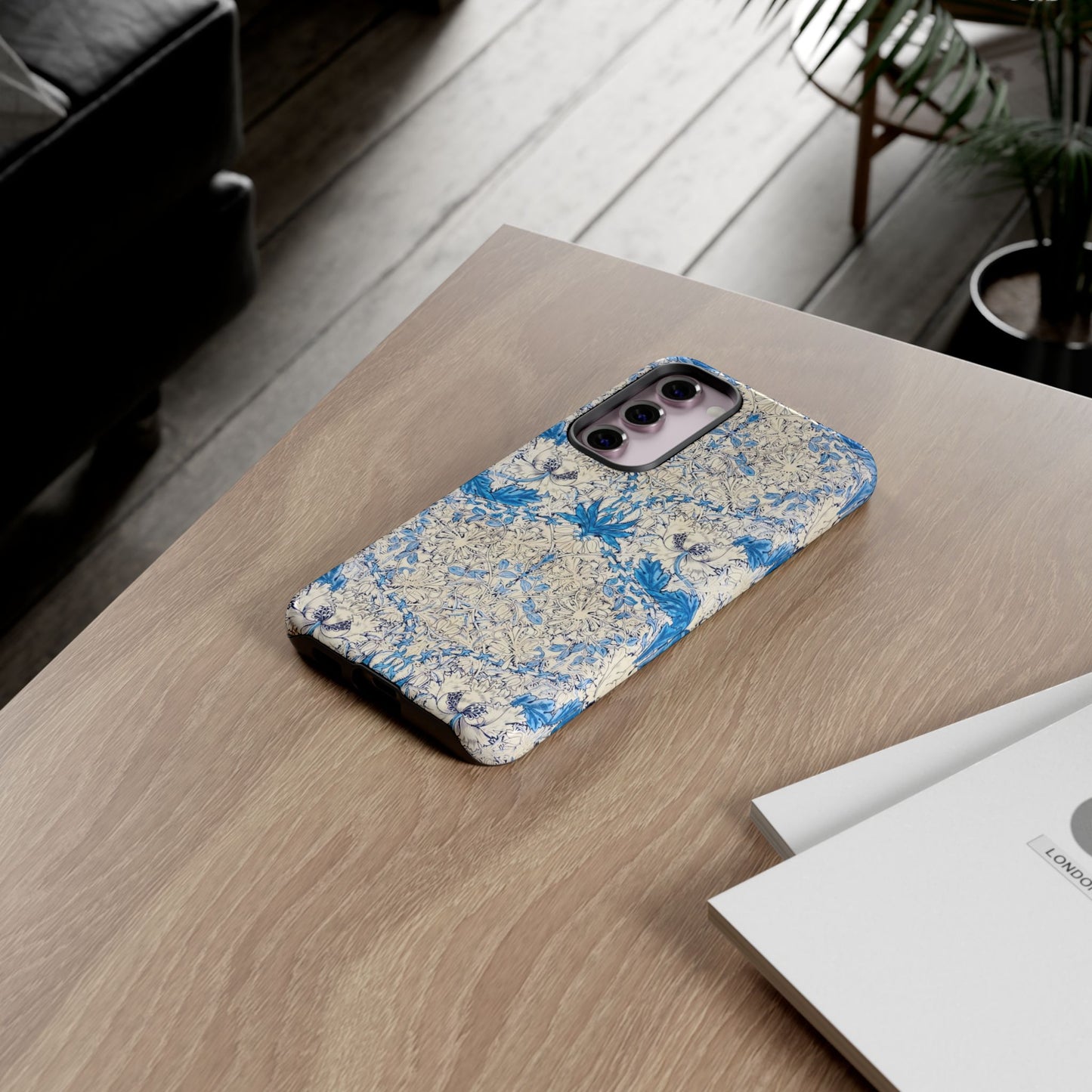 Elegant Floral Phone Case, Tough iPhone Cover, Stylish Mobile Protector, Blue Patterned Case, Unique Gift for Her