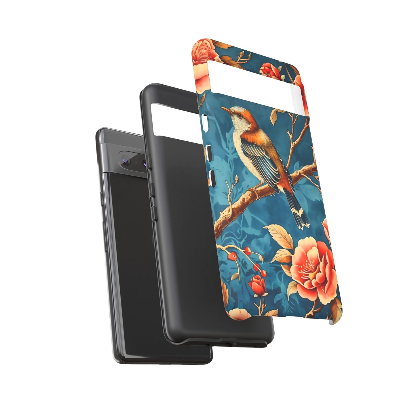 Bird & Floral Phone Case, Tough Cases for Nature Lovers, Gift for Her, Customizable Design, Vibrant Tech Accessories
