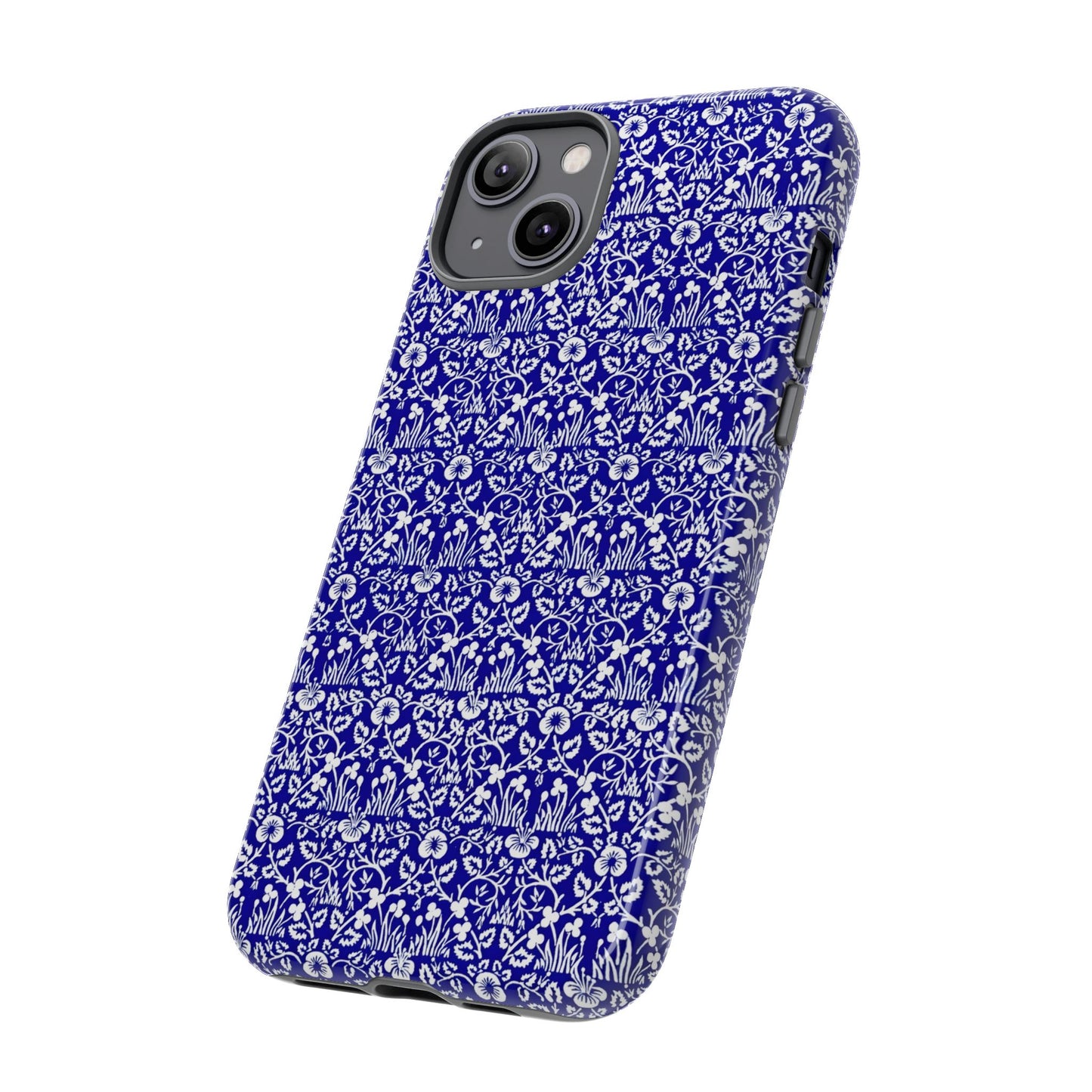Elegant Floral Phone Case - Tough Cases, Blue Floral Design, Stylish Phone Accessory, Unique Gift, Modern Tech Protection