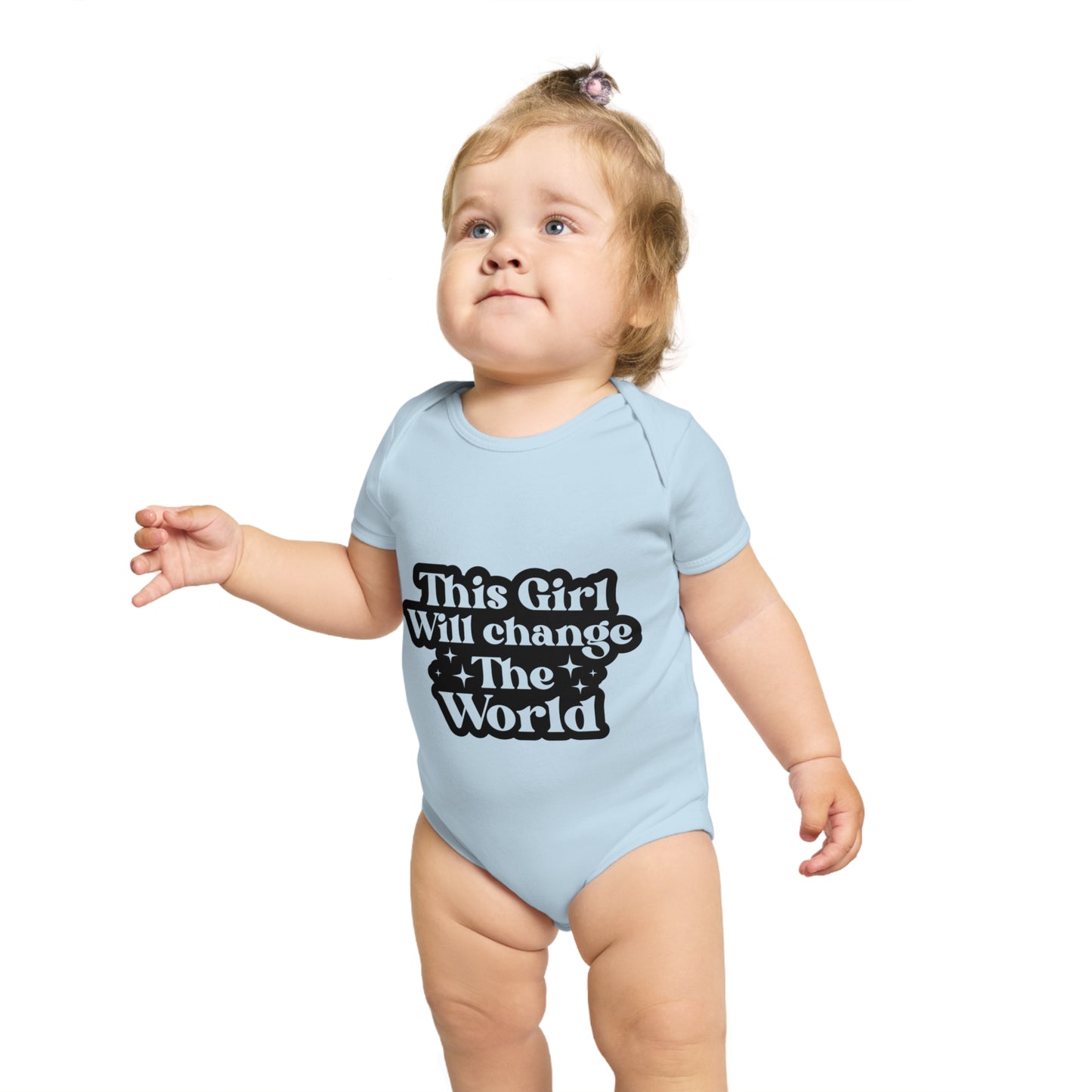 Inspirational Short Sleeve Baby Bodysuit – "This Girl Will Change The World"