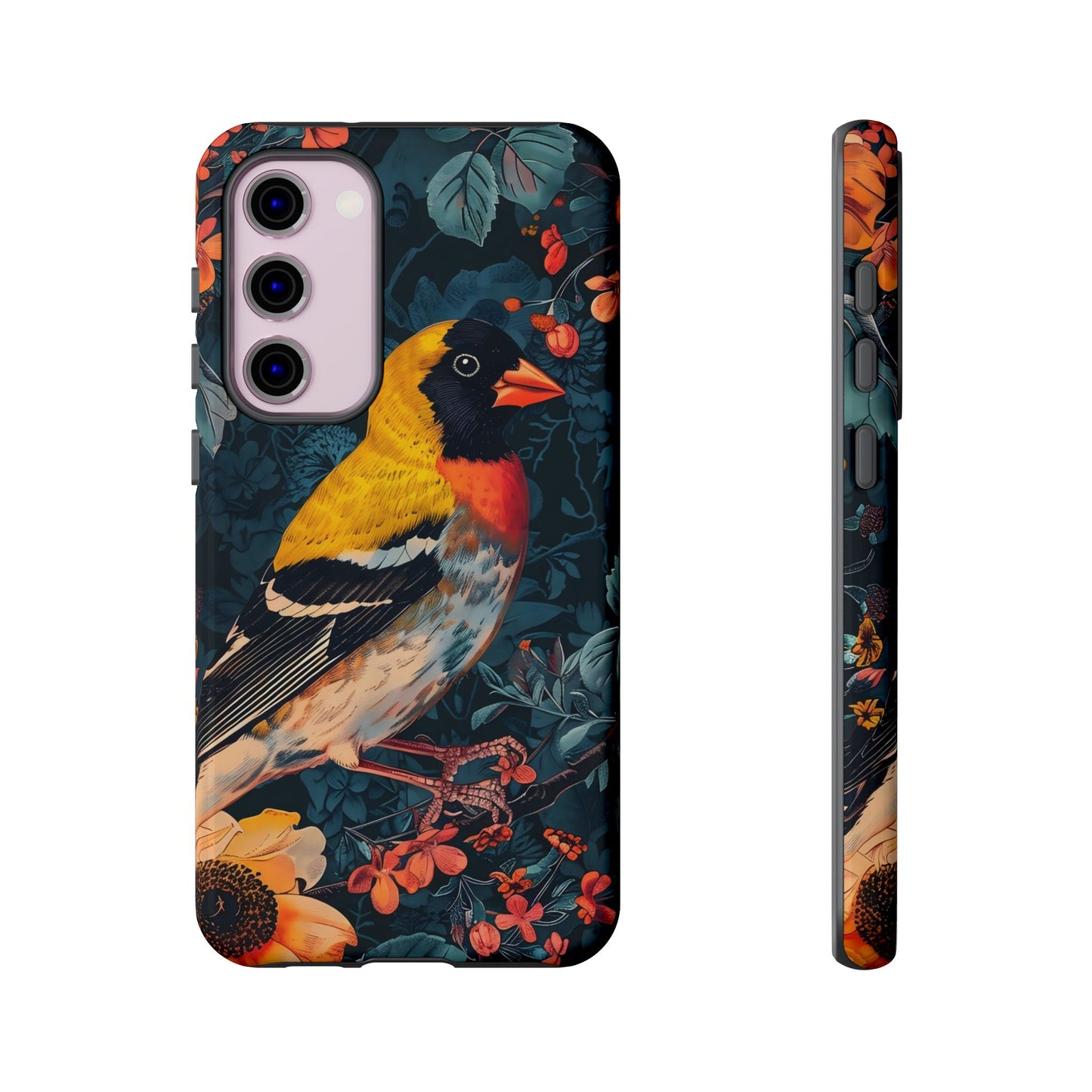 Colorful Bird Phone Case, Floral Phone Cover, Tough Phone Protector, Nature Lover Gift, Botanical Case, Unique Mobile Accessory