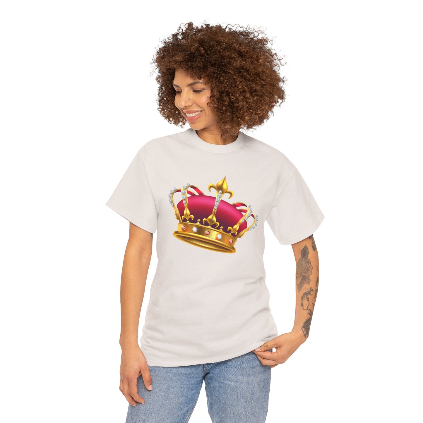 Unisex Heavy Cotton Tee - British Royal Crown Design - Iconic Symbol of Monarchy