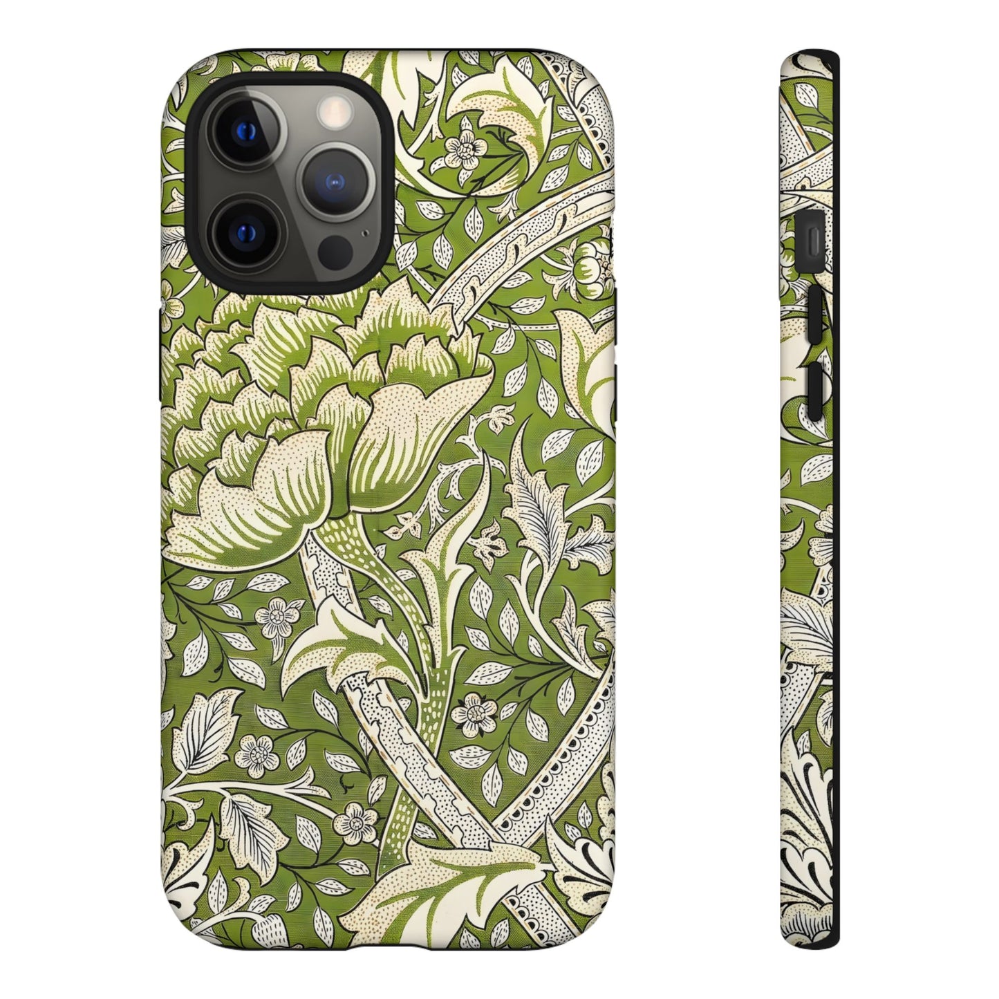 Stylish Phone Case with Floral Design, Durable Protective Cover for iPhone, Unique Gift for Birthdays, Mother's Day, Green Aesthetic