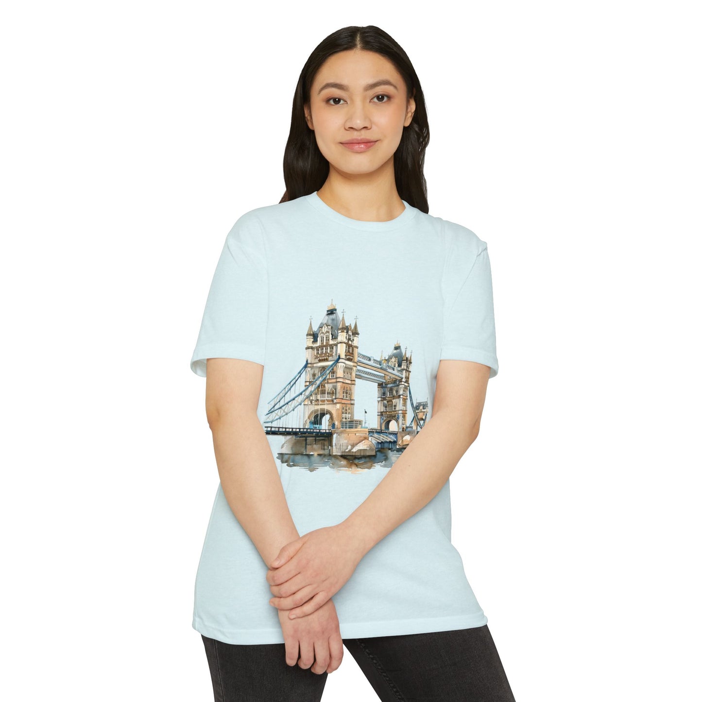 Unisex CVC Jersey T-shirt - London Bridge - Iconic Landmark and Historical Beauty