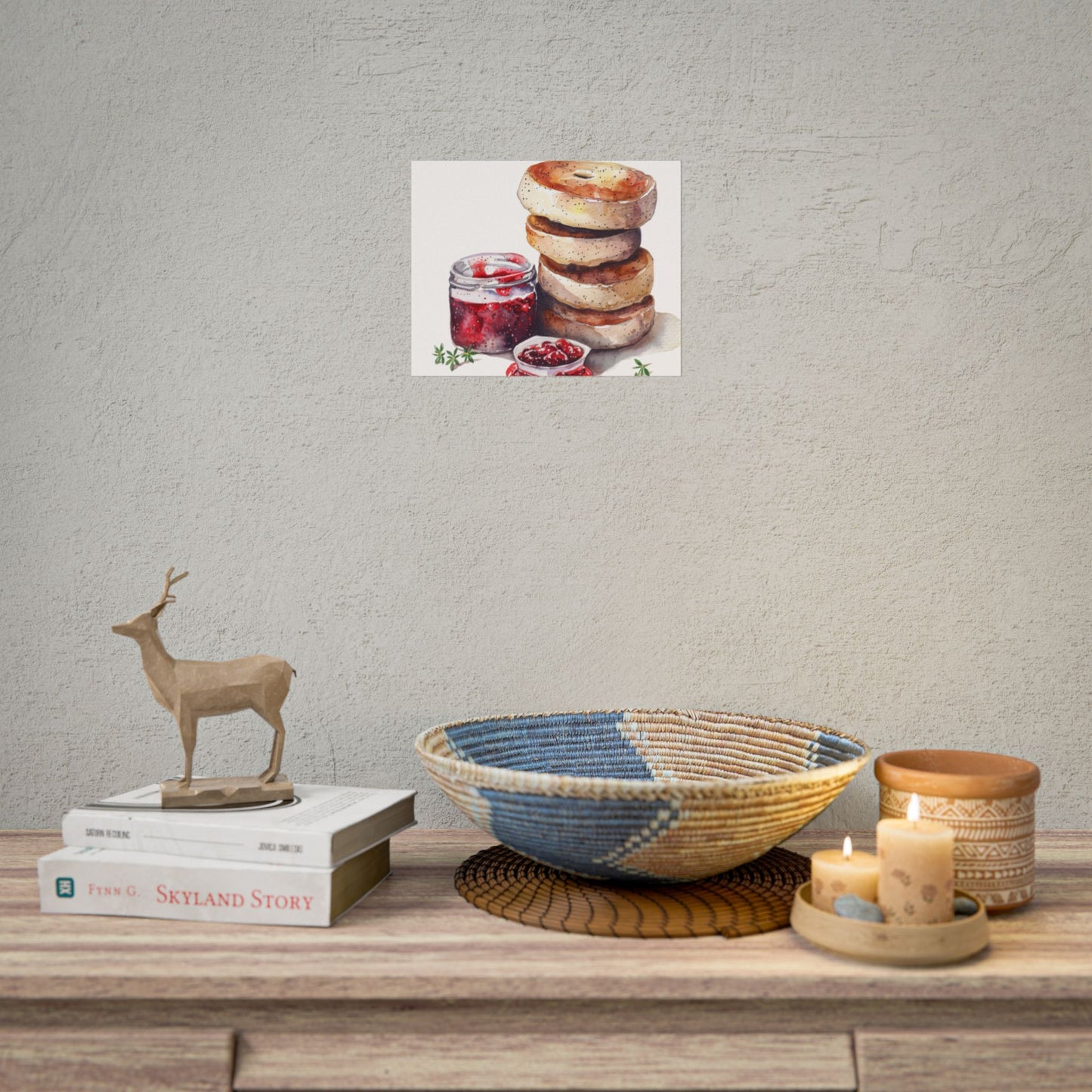 Breakfast Bagel Art Print, Foodie Decor, Kitchen Wall Art, Rolled Poster, Unique Food Gift, Home Cooking Decor