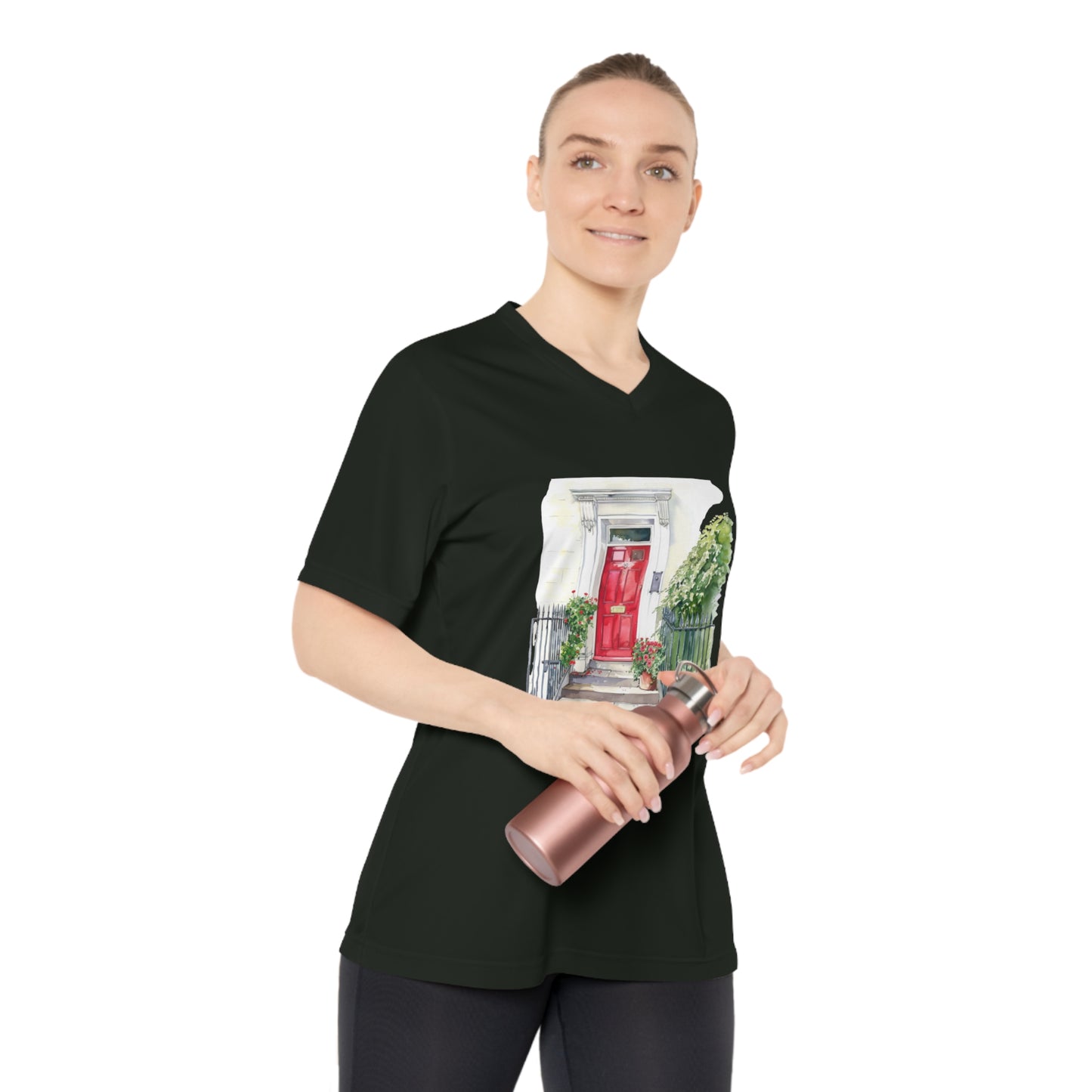 Women's V-Neck Performance T-Shirt - British Nature - Scenic Landscapes and Natural Beauty - Charming Red Door