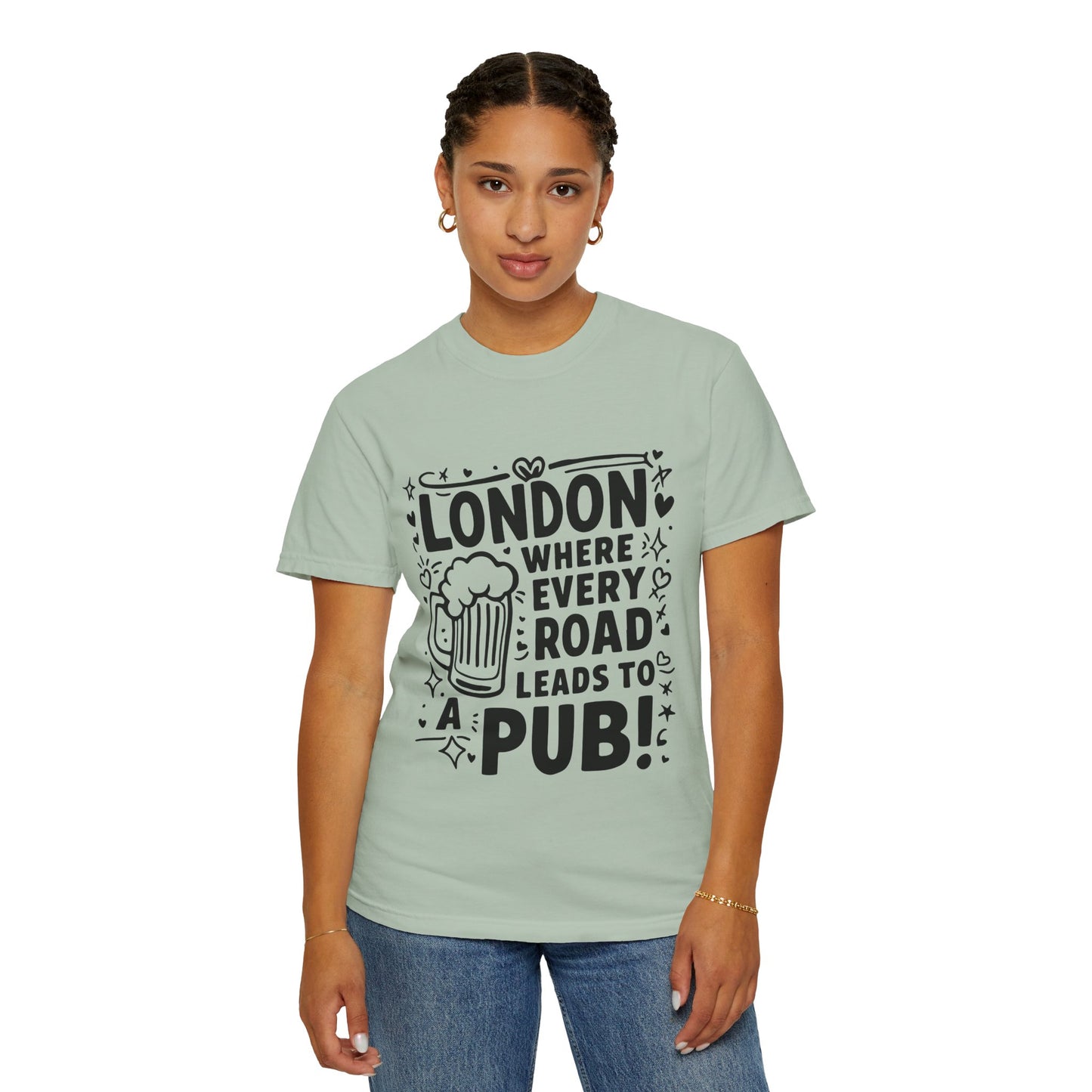 Unisex Garment-Dyed T-shirt - London's Pub Leading Road