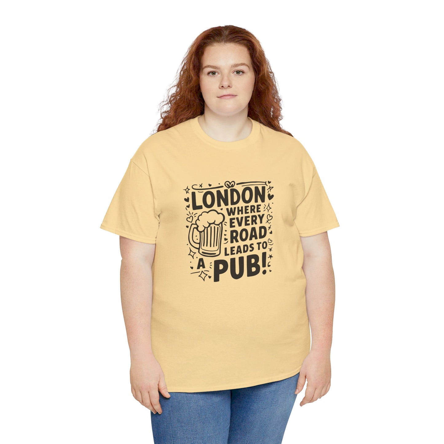 London Where Every Road Leads To Pub Soft-touch Unisex Heavy Cotton Tee