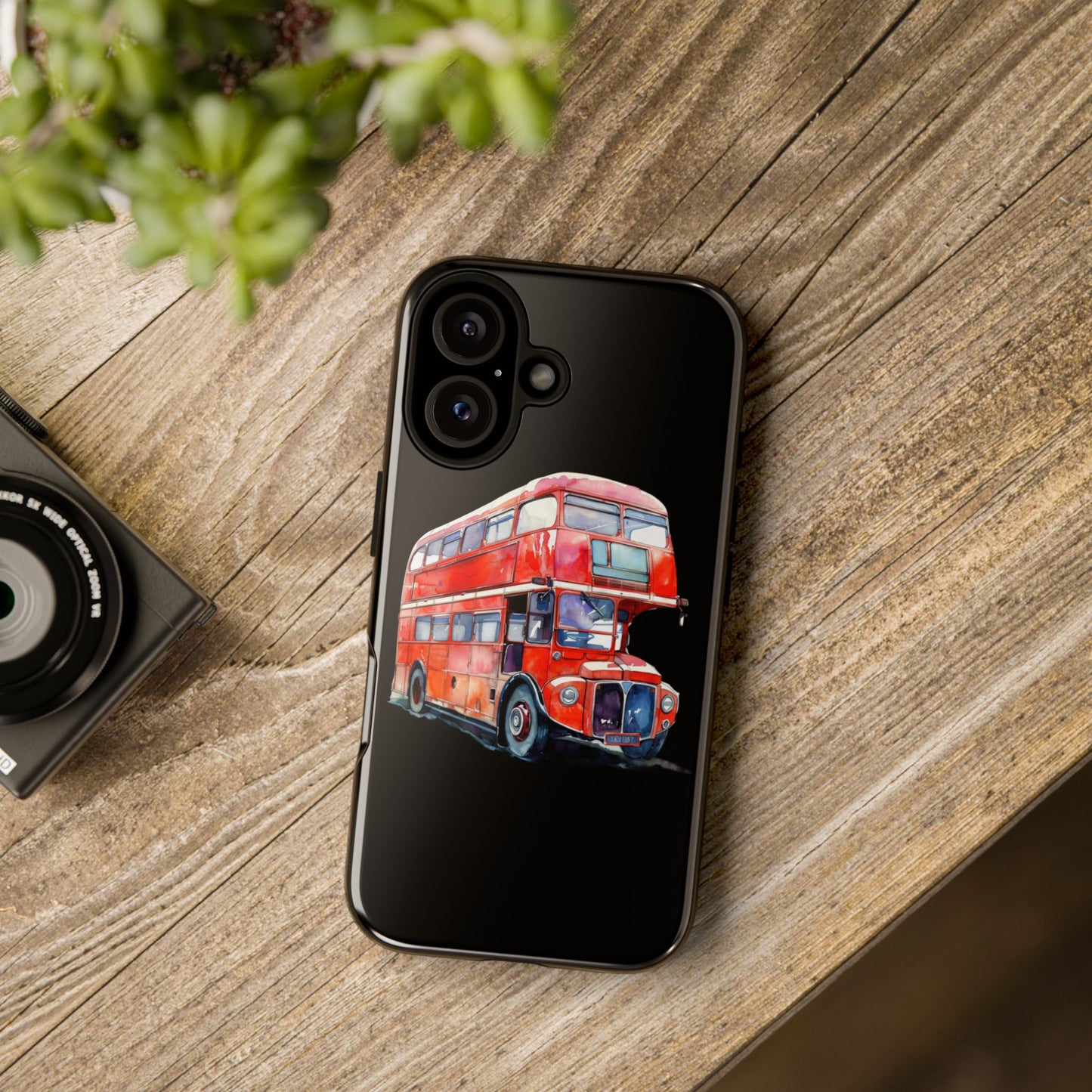 London Bus Phone Case, Tough iPhone Cover, Unique Gift for Travelers, Vintage Style Accessories, Holiday Present Idea