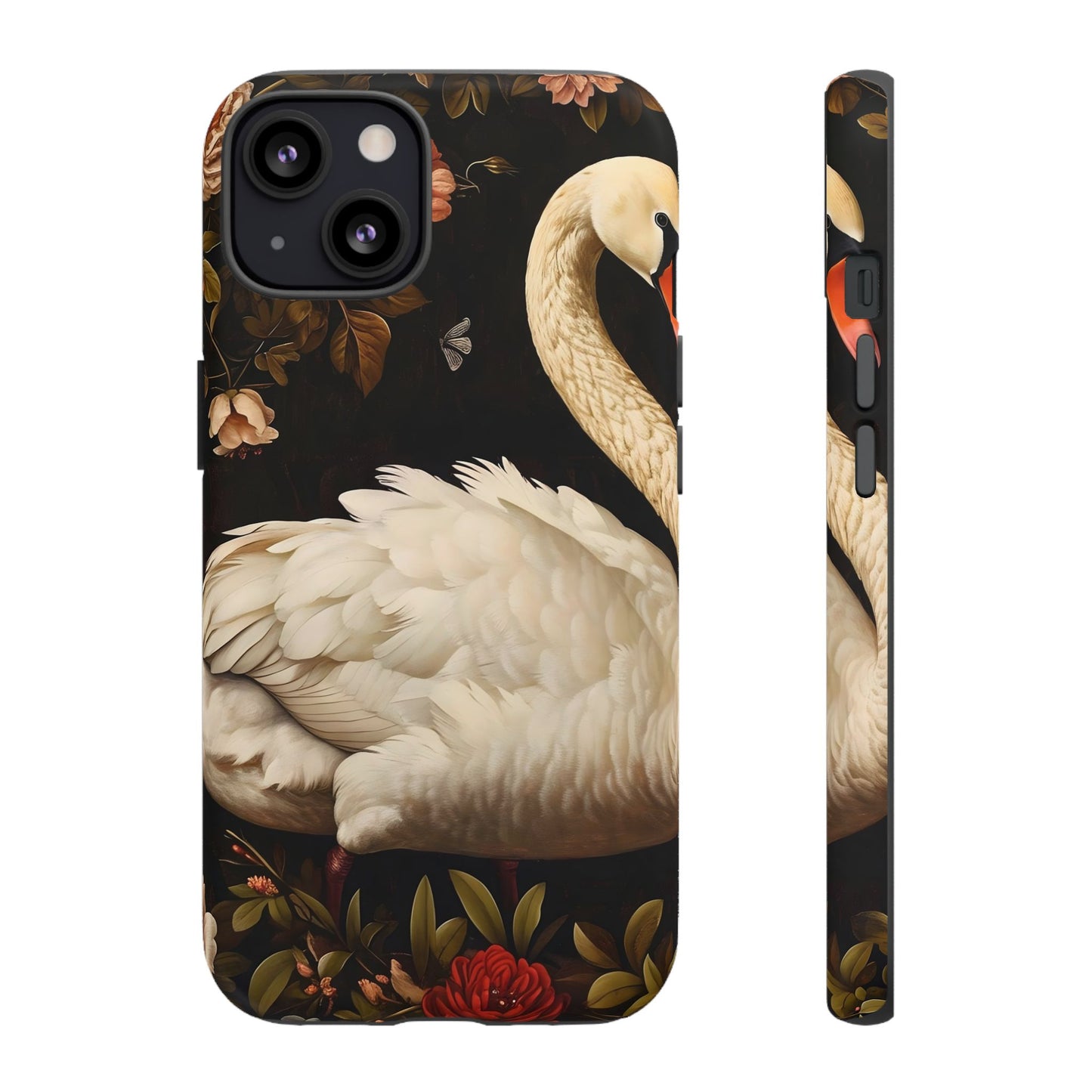Elegant Swan Phone Case, Floral iPhone Cover, Tough Phone Case, Gift for Her, Nature Lover, Mother's Day, Birthday