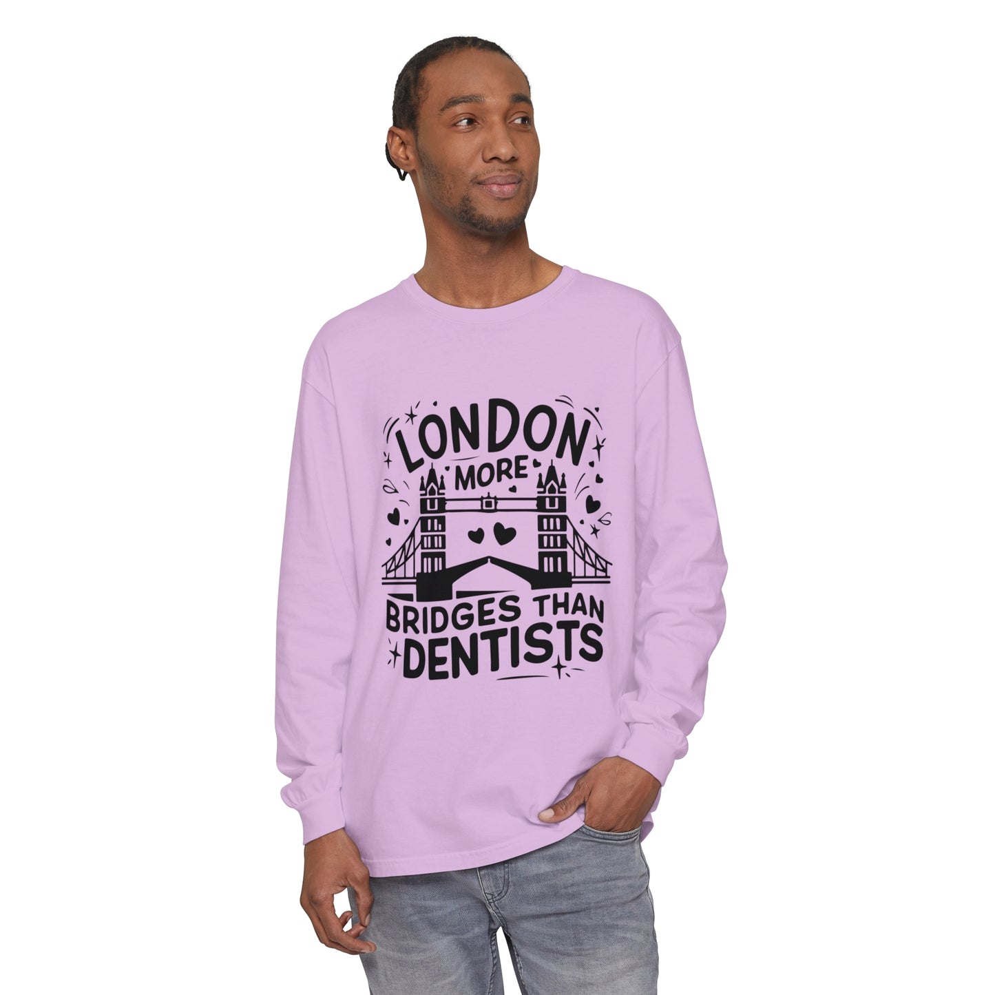 Unisex Garment-dyed Long Sleeve T-Shirt - London is having most Bridges