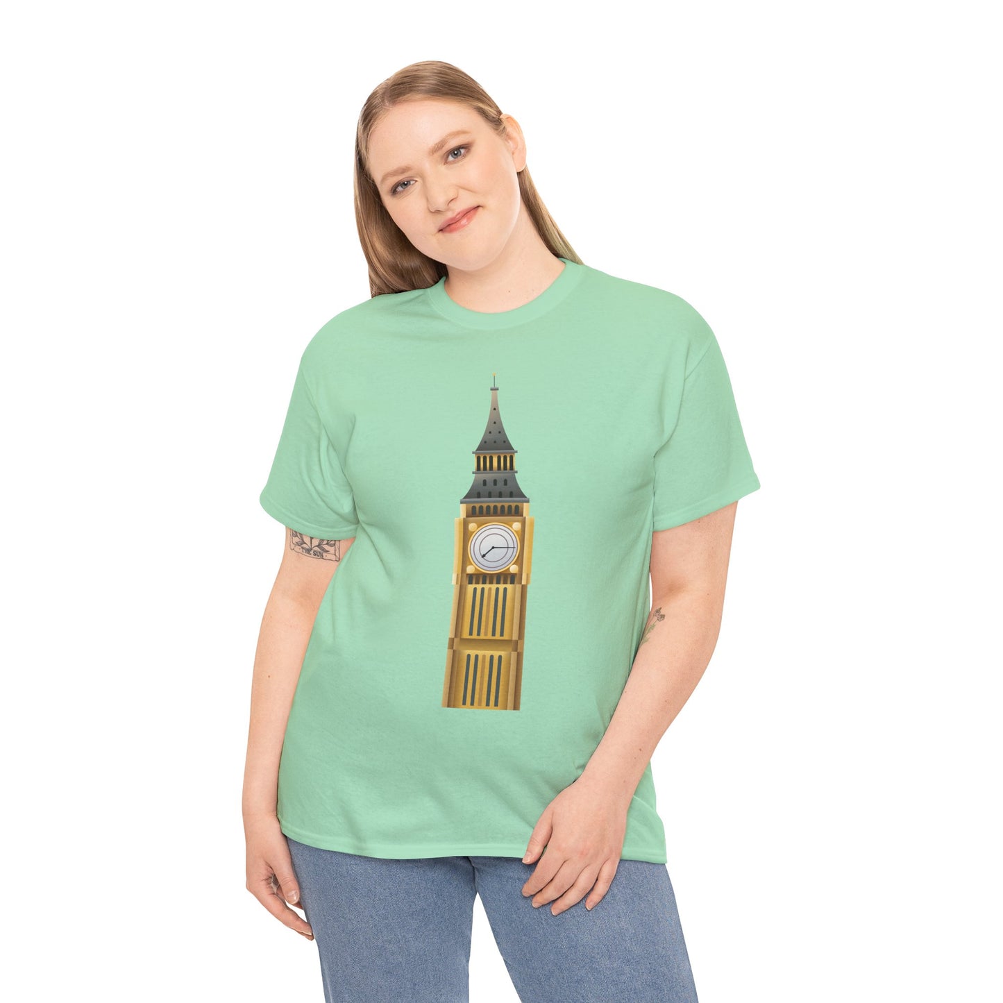 Unisex Heavy Cotton Tee - Towering Time Big Ben and British Heritage