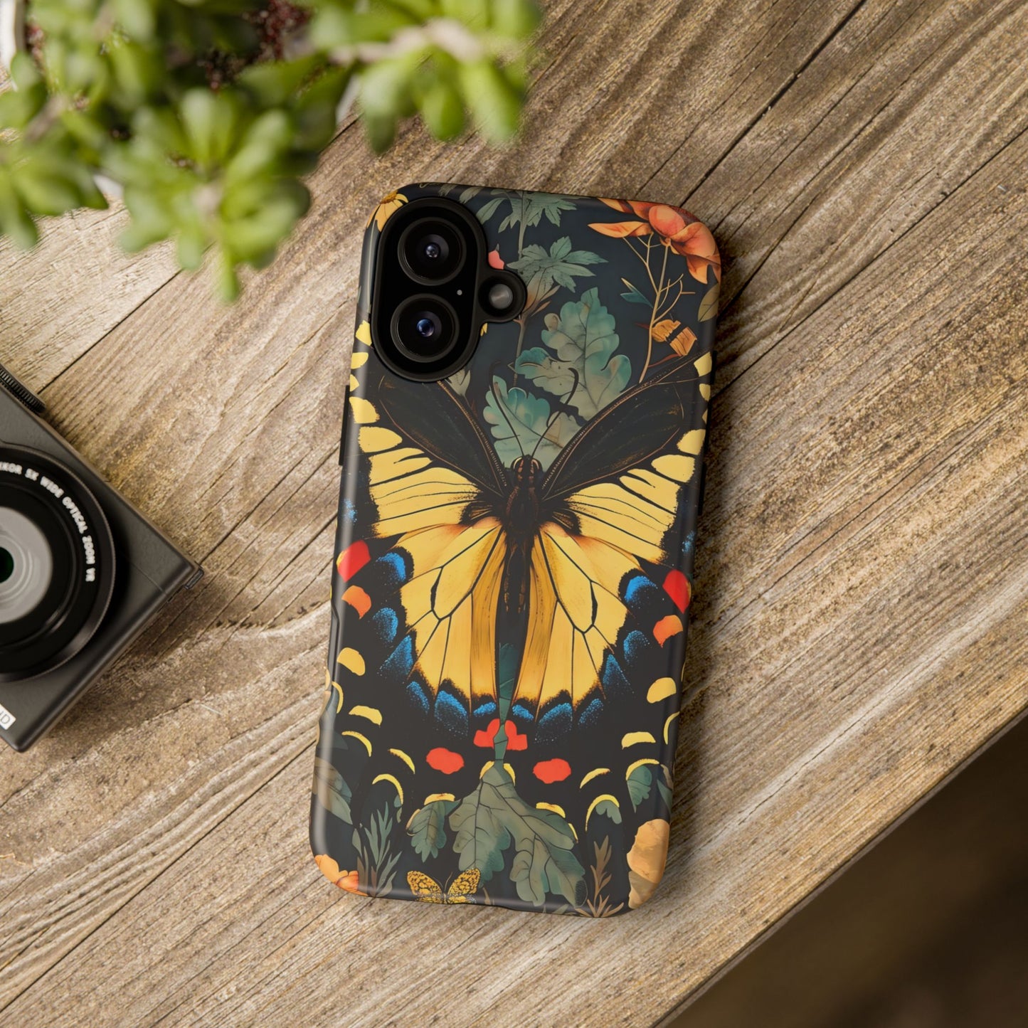 Butterfly Floral Phone Case, Art-inspire Tough Case, Gift for Nature Lovers, Butterfly Pattern Cover, Eco-Friendly Mobile Accessory