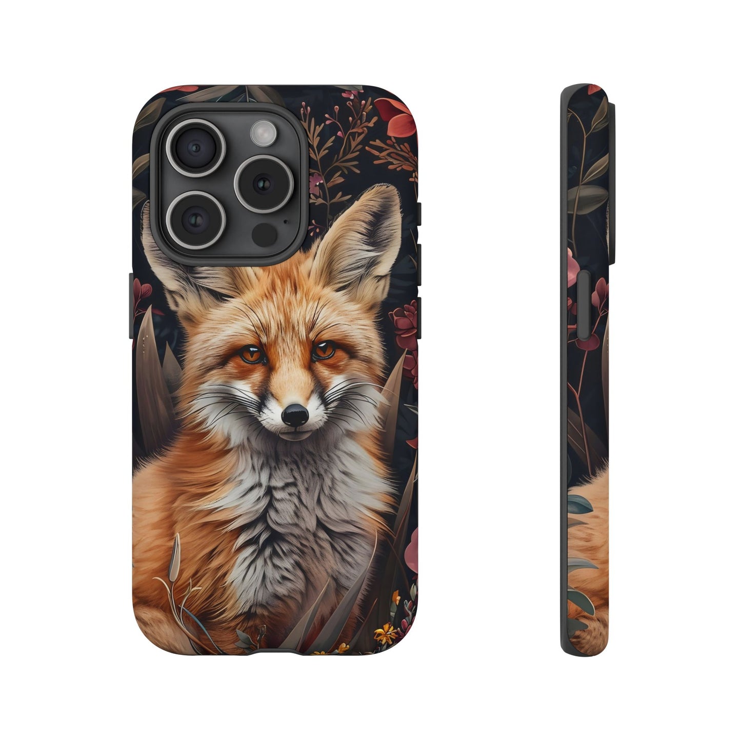 Fox Floral Phone Case, Tough Cases for Animal Lovers, Nature Themed Gift, Cute Phone Cover, Wild Fox Protector