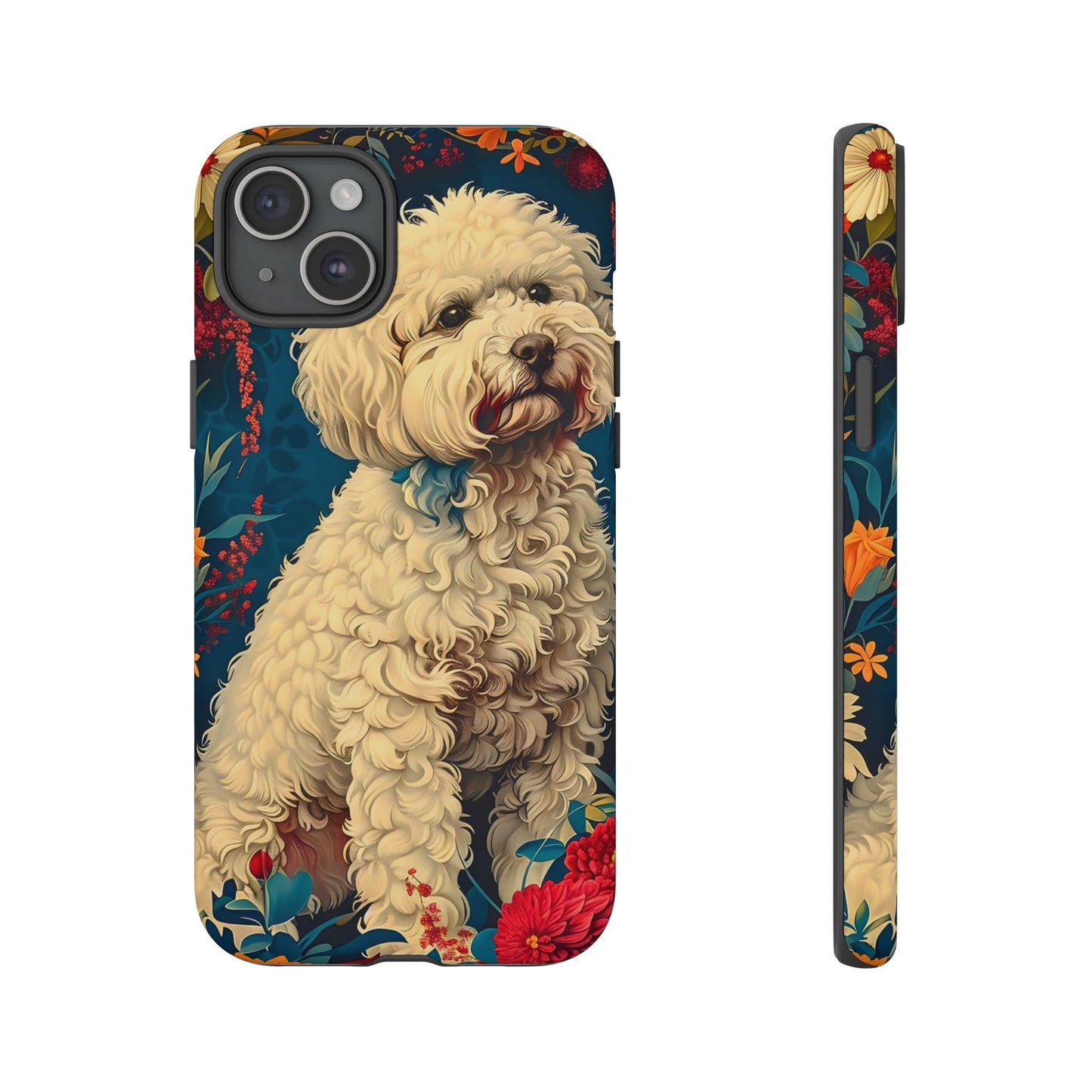Cute Dog Phone Case, Pet Lover Gift, Floral Design Tough Case, Custom Dog Art, Birthday Gift for Dog Owners, Unique Phone Accessories