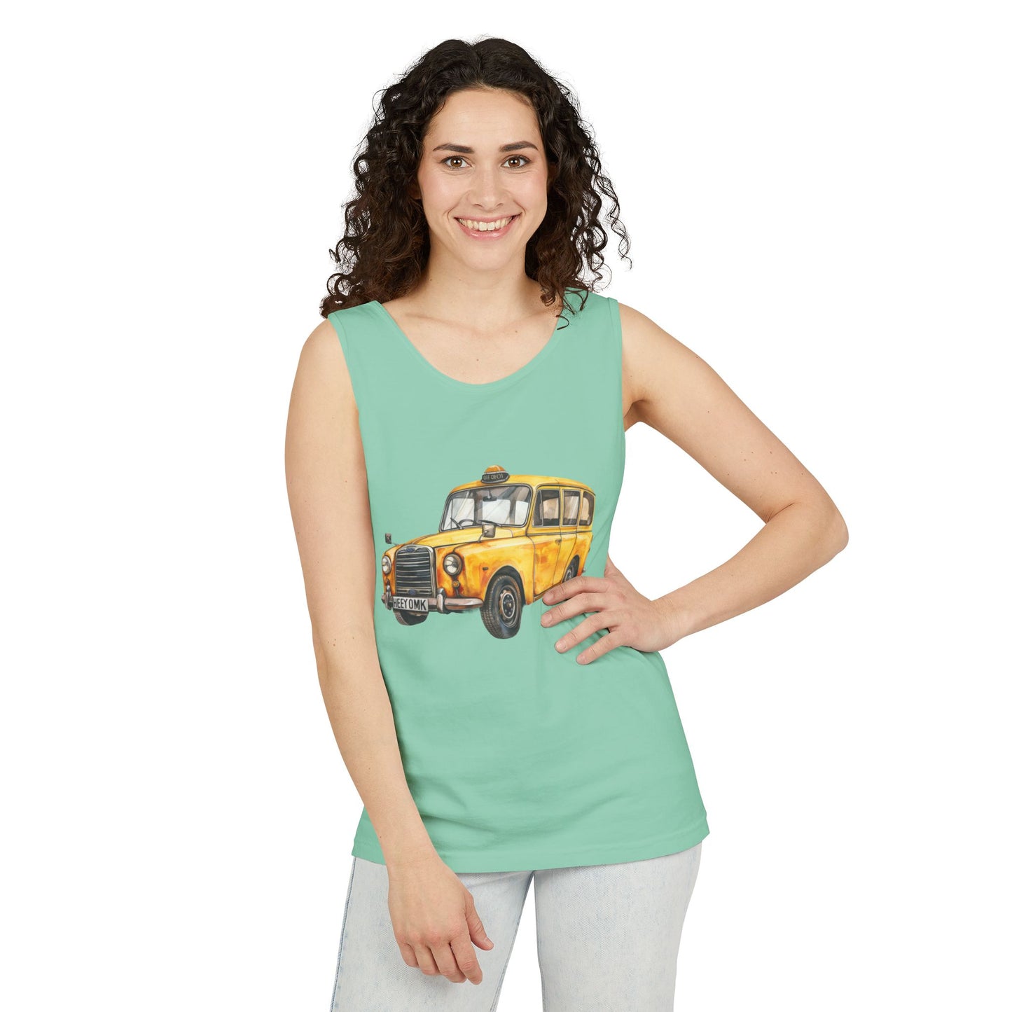 Unisex Garment-Dyed Tank Top - Trendy Brtish Vintage Car
