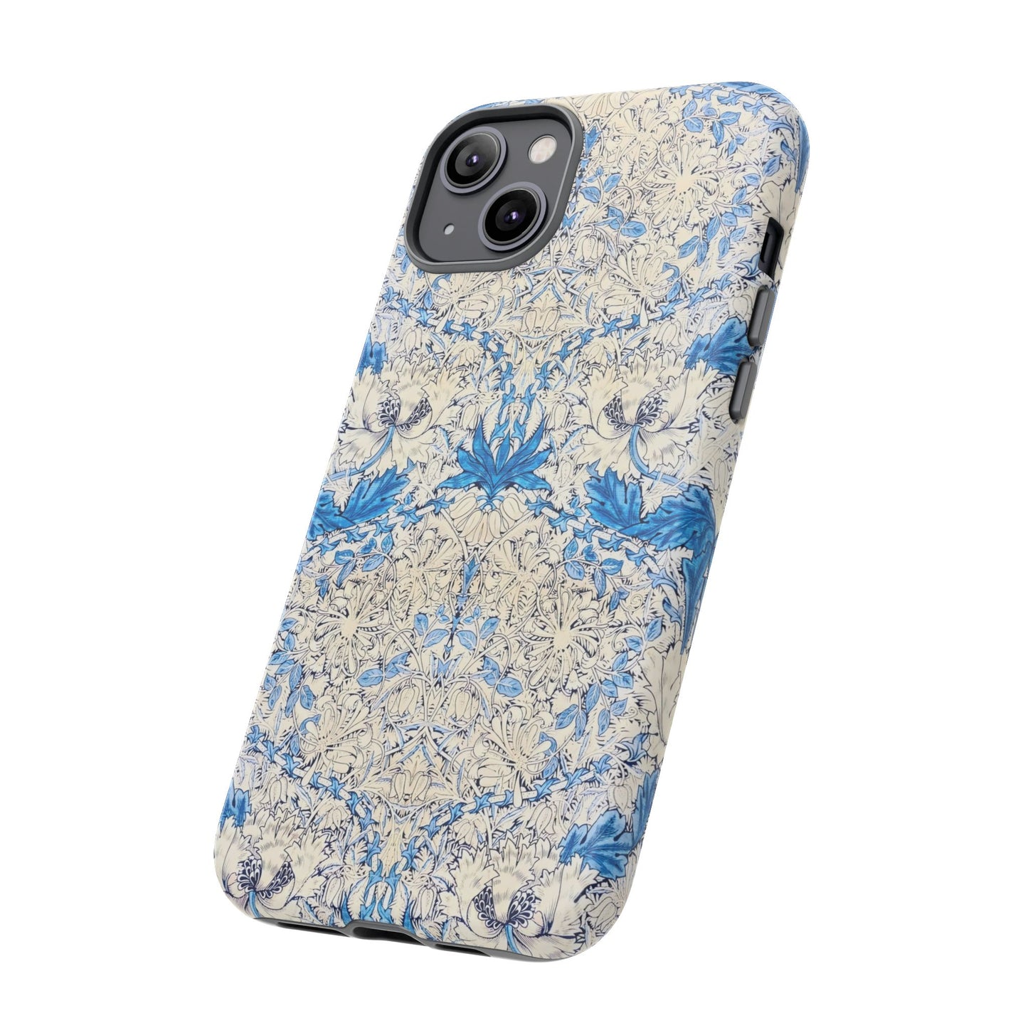 Elegant Floral Phone Case, Tough iPhone Cover, Stylish Mobile Protector, Blue Patterned Case, Unique Gift for Her
