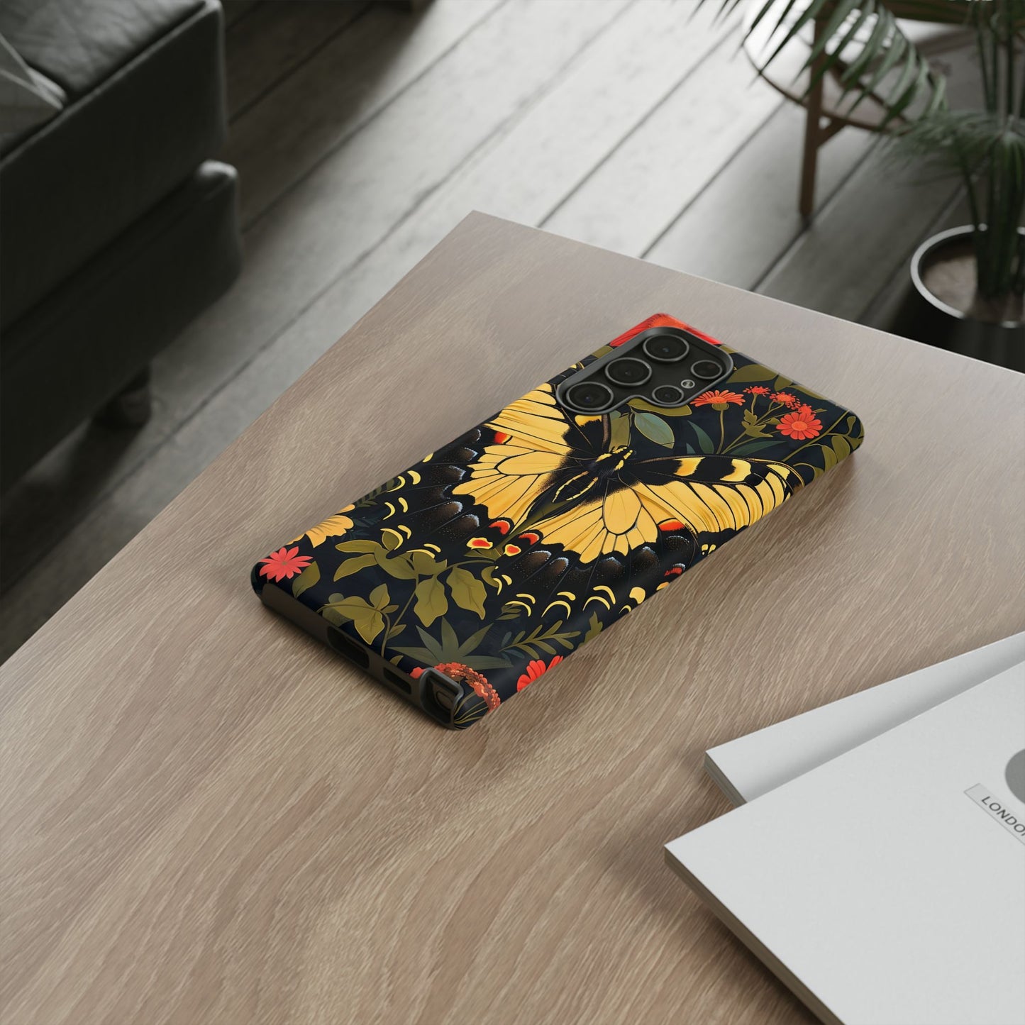Butterfly Floral Phone Case, Tough Cases with Vibrant Design, Protective Cover for Nature Lovers, Gift for Her