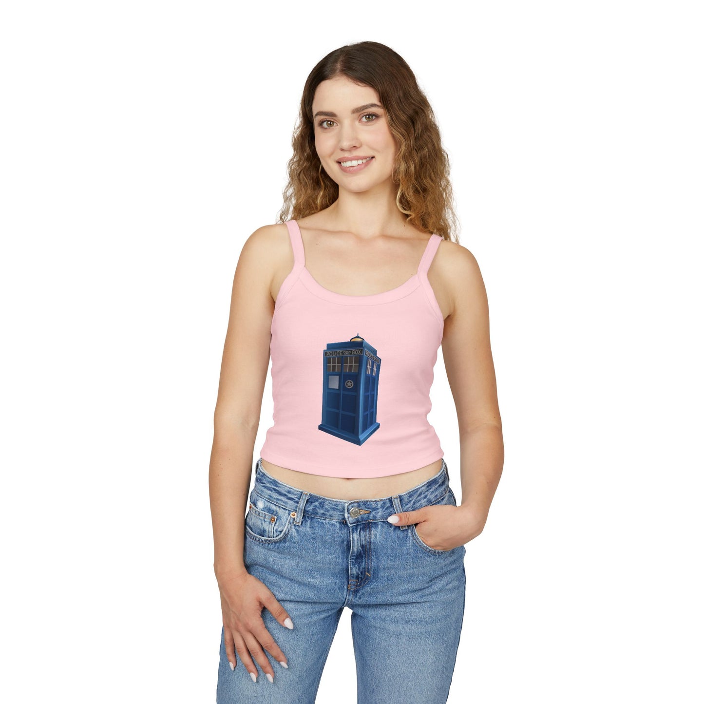 Women's Spaghetti Strap Tank Top - British Police Public Call Box - Iconic TARDIS Design