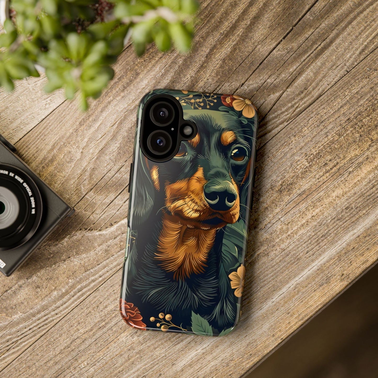 Dachshund Phone Case, Floral Pet Phone Cover, Dog Lover Gift, Tough Phone Case, Custom Dachshund Design, Unique Dog Owner Accessory