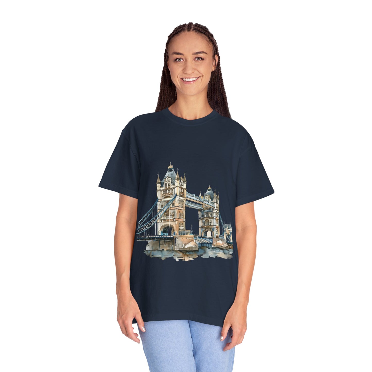 Unisex Garment-Dyed T-shirt - London Bridge - Iconic Landmark and Historical Beauty