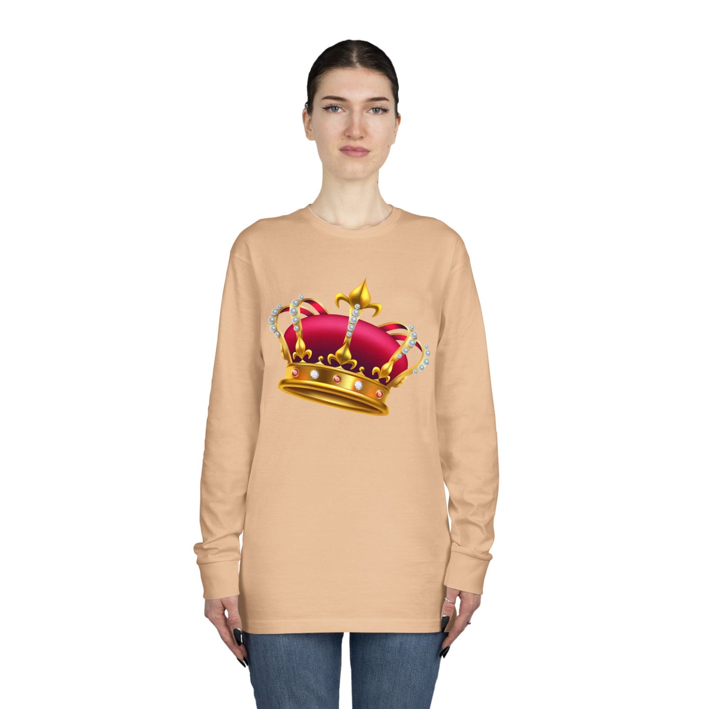 Long Sleeve Crewneck Tee - British Royal Crown - Symbol of Regal Elegance and Authority