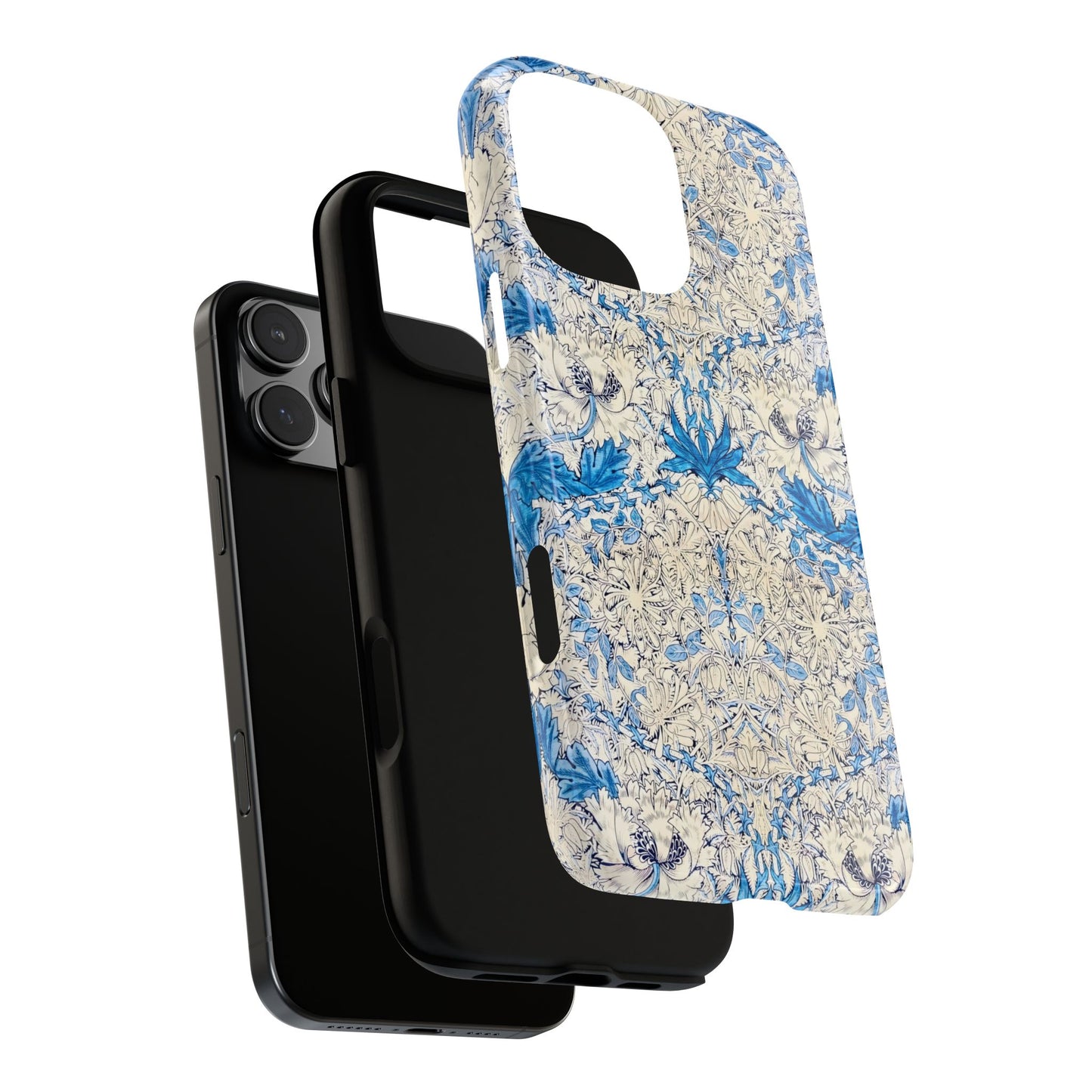 Elegant Floral Phone Case, Tough iPhone Cover, Stylish Mobile Protector, Blue Patterned Case, Unique Gift for Her