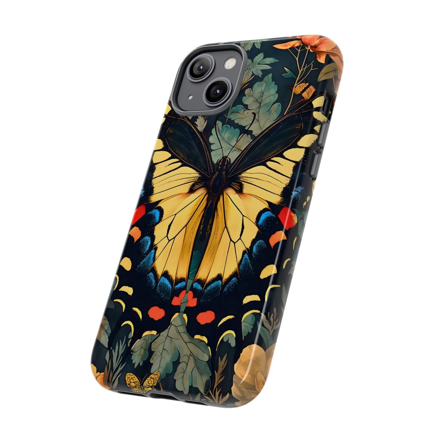 Butterfly Floral Phone Case, Art-inspire Tough Case, Gift for Nature Lovers, Butterfly Pattern Cover, Eco-Friendly Mobile Accessory