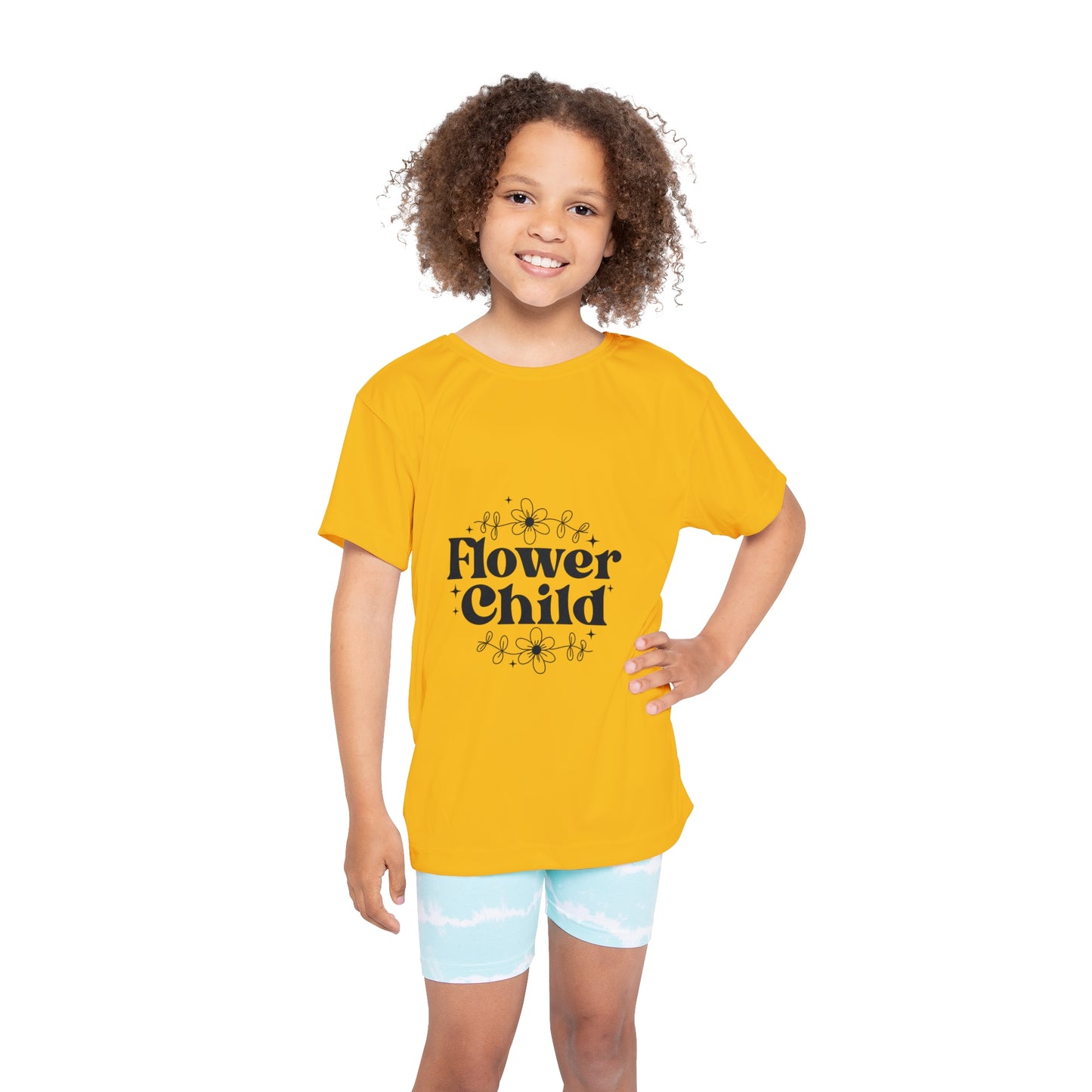 Kids Sports Jersey - Flower Child SVG PNG Design - Bright Yellow Tee for Active Play