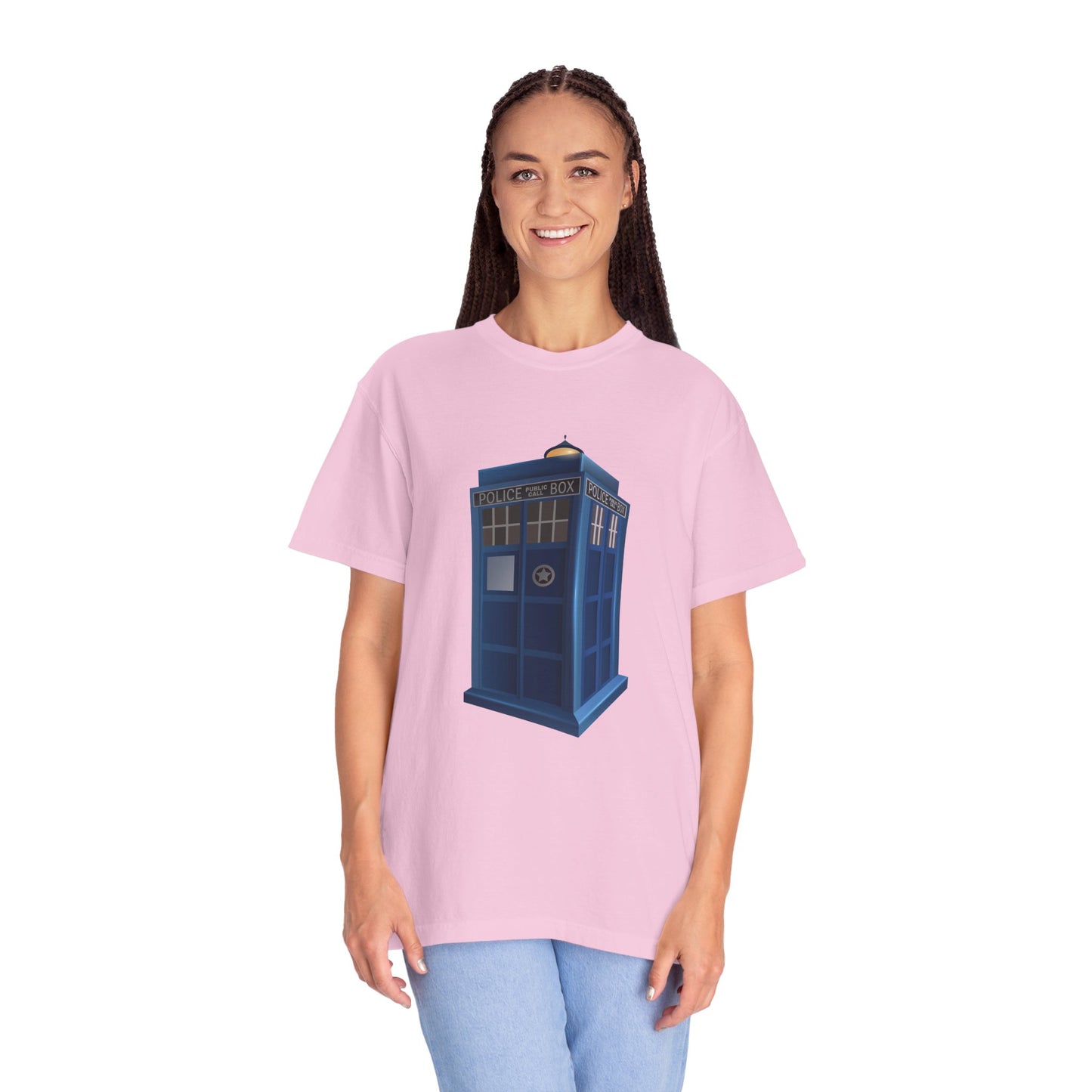 Unisex Garment-Dyed T-shirt - British Police Public Call Box - Iconic TARDIS