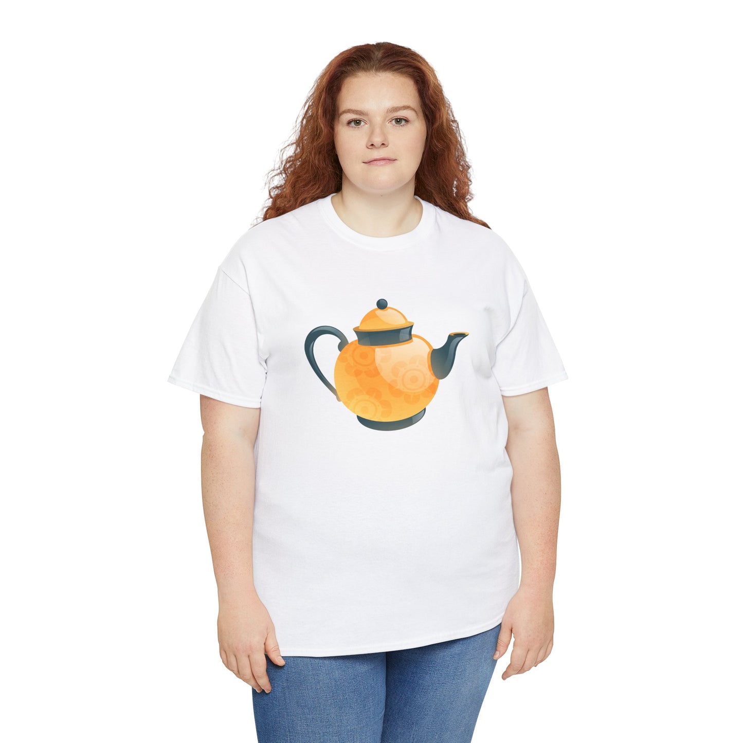 Unisex Heavy Cotton Tee - Classic British Tea Kettle - Timeless Elegance in Tea Time