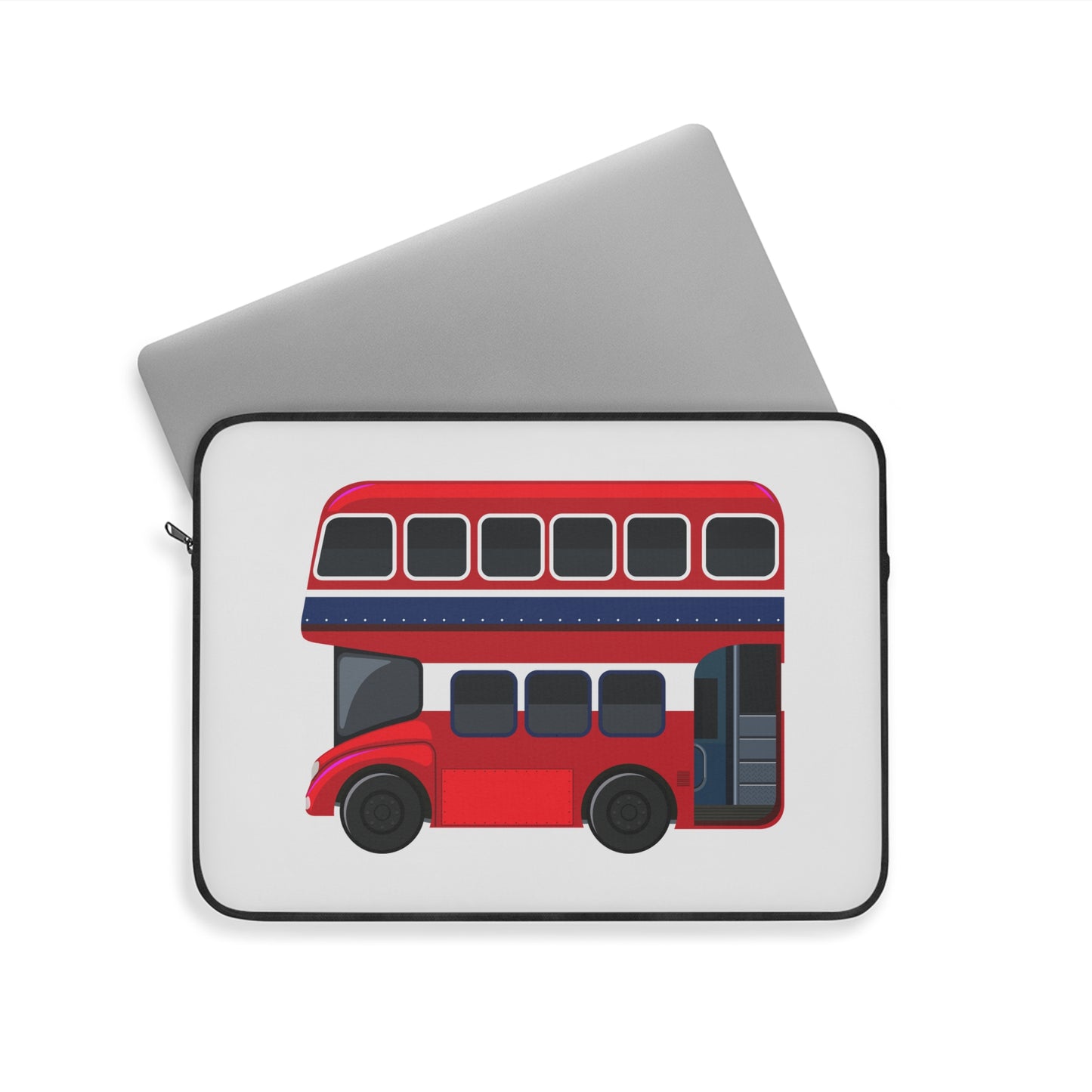 Red Double-Decker Bus Laptop Sleeve, Cute Tech Case, Gift for London Lovers, Travel Accessory, Modern Laptop Bag