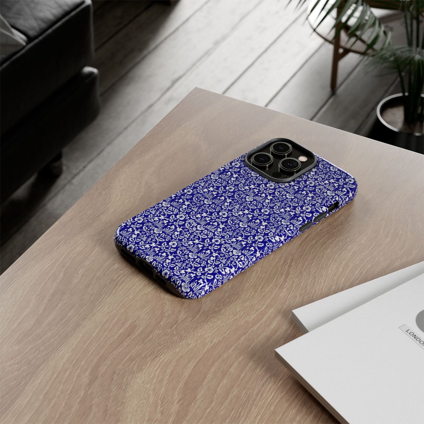 Elegant Floral Phone Case - Tough Cases, Blue Floral Design, Stylish Phone Accessory, Unique Gift, Modern Tech Protection