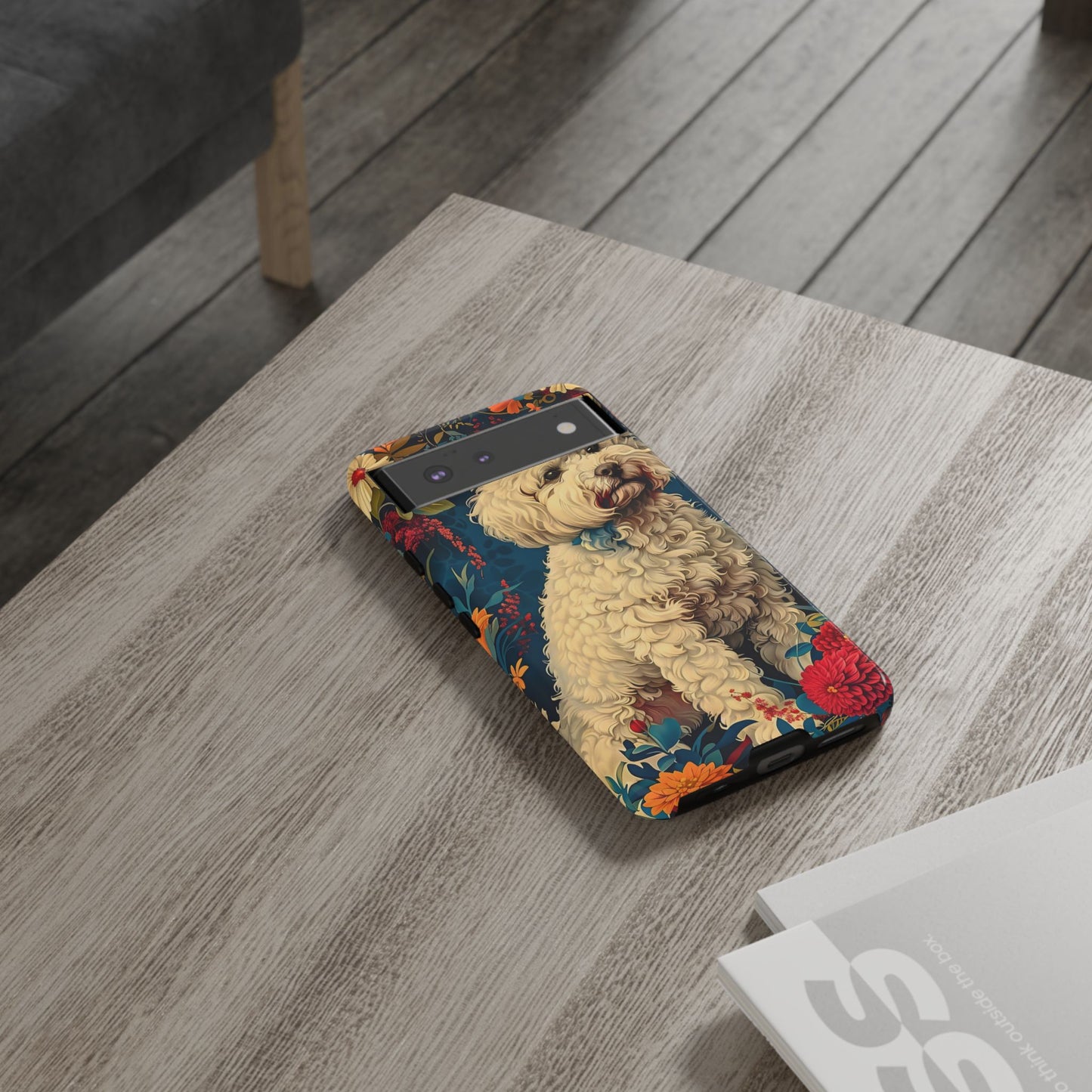 Cute Dog Phone Case, Pet Lover Gift, Floral Design Tough Case, Custom Dog Art, Birthday Gift for Dog Owners, Unique Phone Accessories