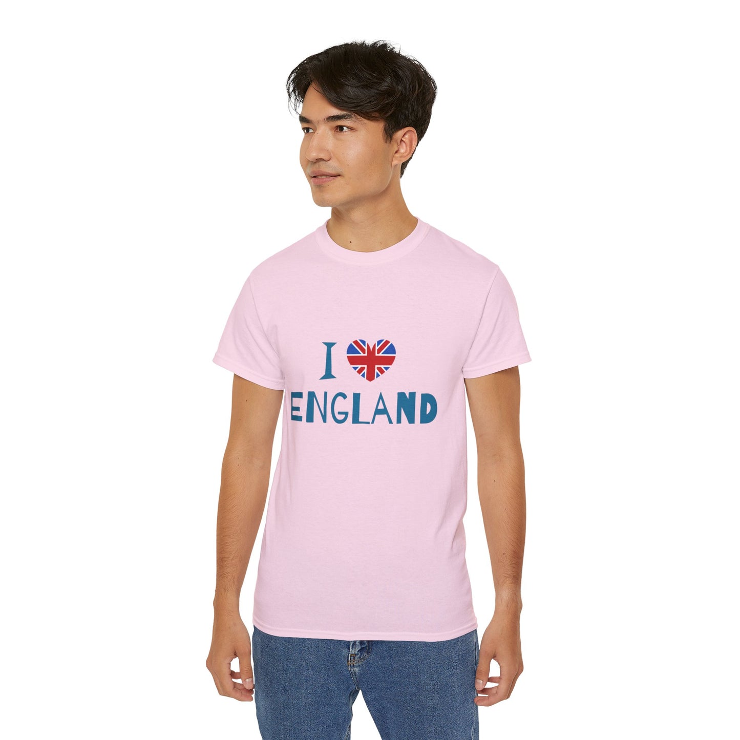 Unisex Ultra Cotton Tee Lightweight - I Love England - Union Jack Heart