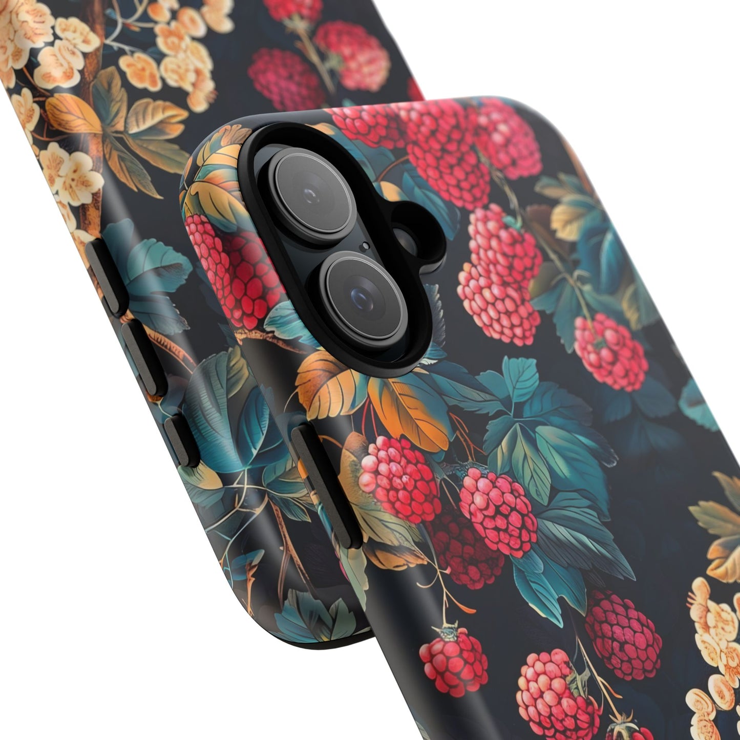 Floral Phone Case with Berry Design, Durable Phone Cover, Floral Print, Gift for Plant Lovers, Nature-Inspired Accessory
