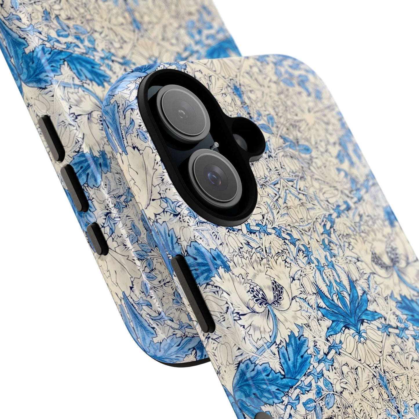 Elegant Floral Phone Case, Tough iPhone Cover, Stylish Mobile Protector, Blue Patterned Case, Unique Gift for Her
