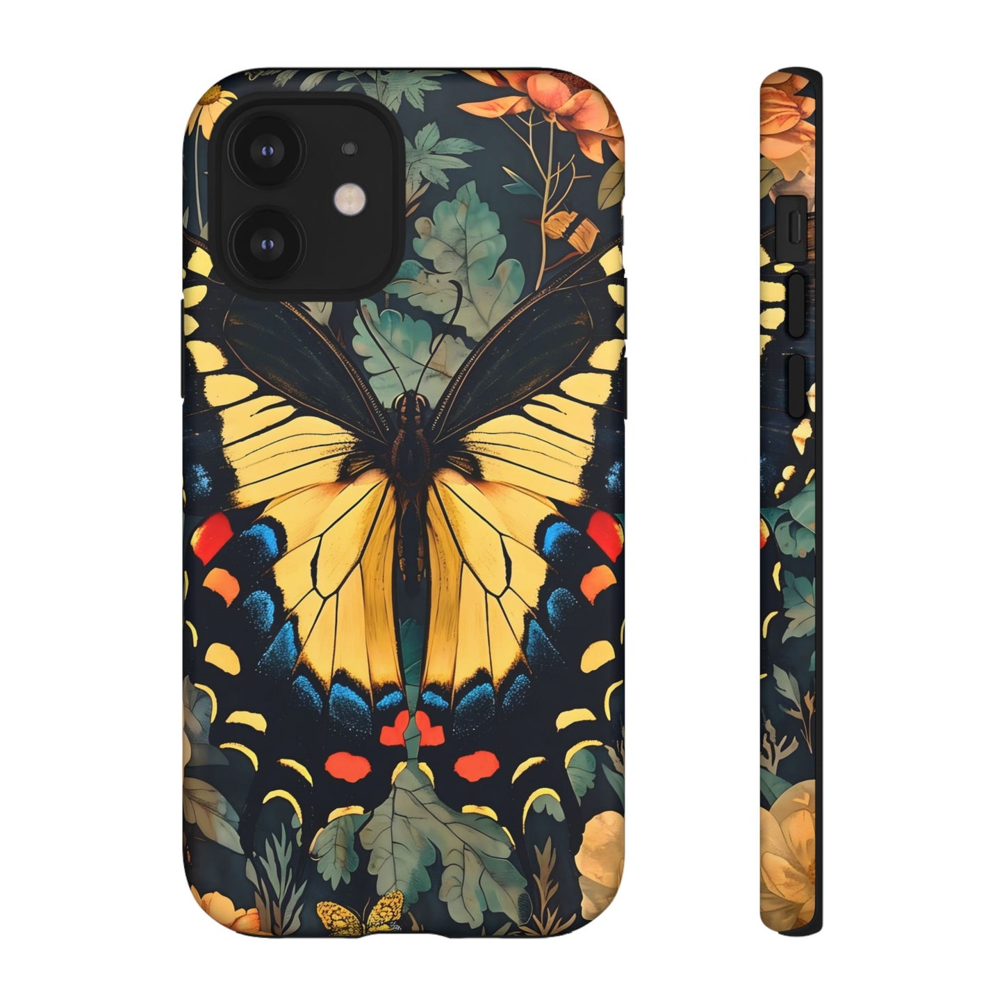 Butterfly Floral Phone Case, Art-inspire Tough Case, Gift for Nature Lovers, Butterfly Pattern Cover, Eco-Friendly Mobile Accessory
