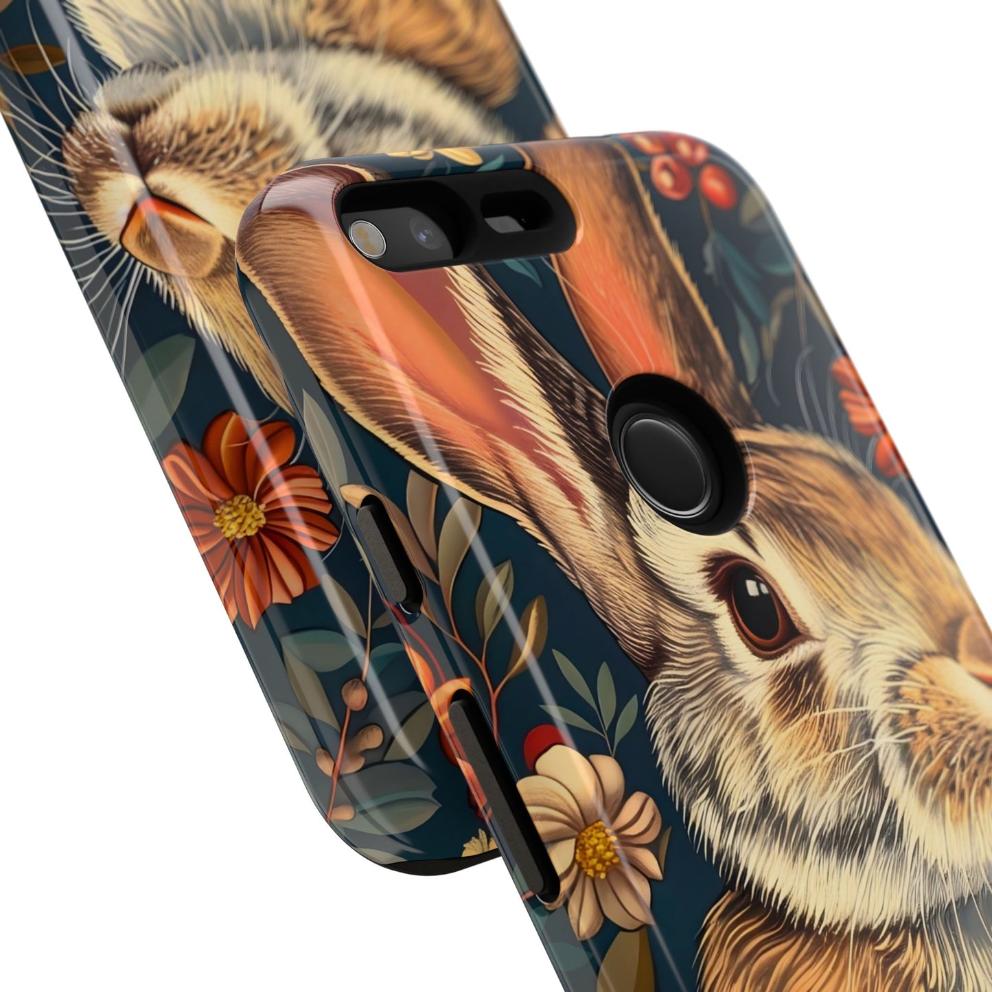 Rabbit Floral Phone Case, Cute Bunny Cover, Nature Lover Gift, Wildlife Photography, Protective Phone Accessory