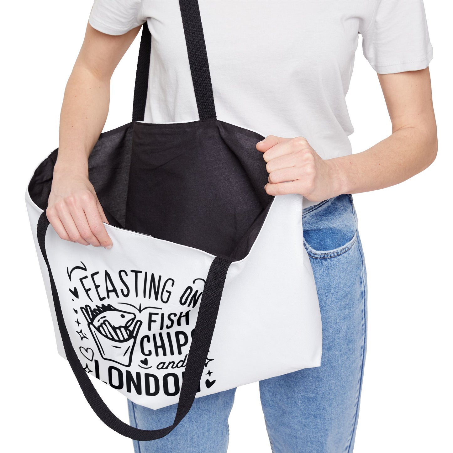 Feasting on Fish and Chips London Tote Bag - Perfect for Travel, Beach, Grocery, Gift, Picnic