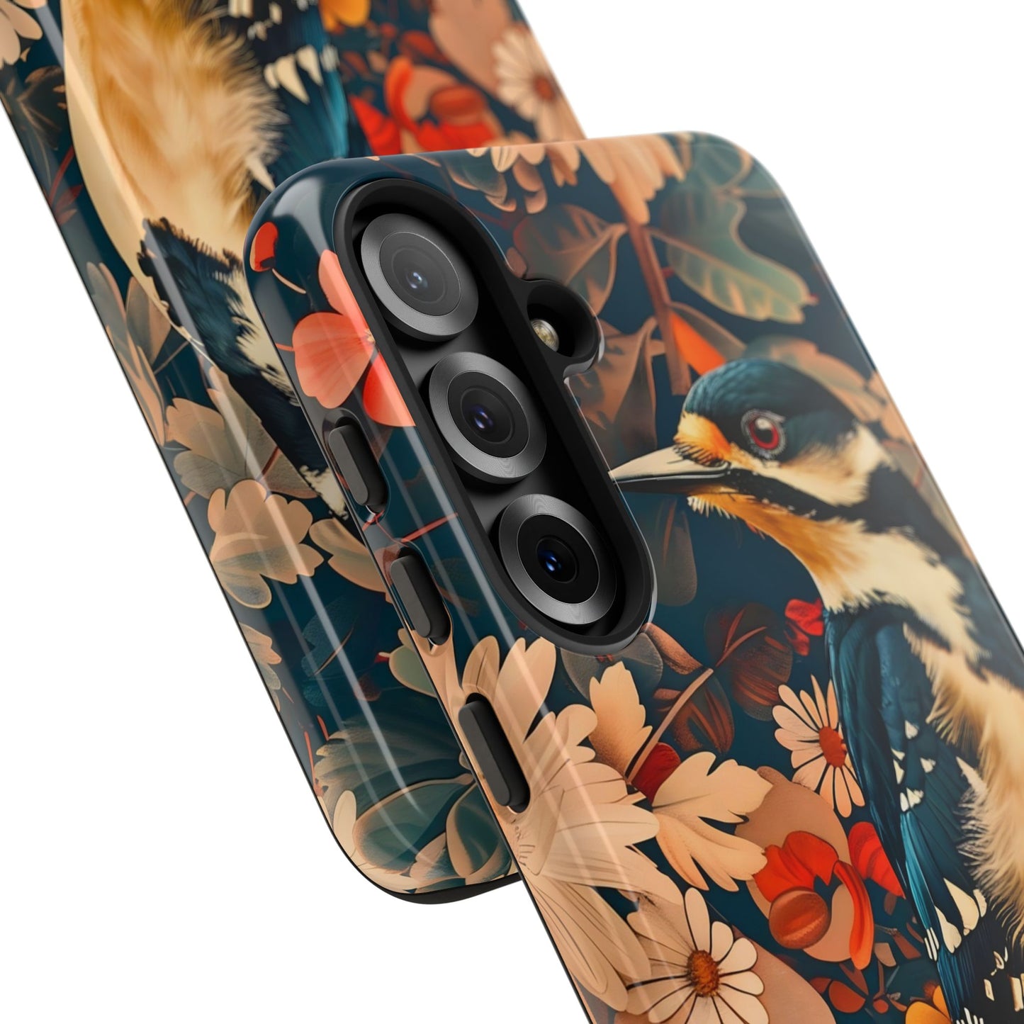 Artistic Bird Phone Case, Unique Tough Cases for Nature Lovers, Floral Design, Cute Gift, Customized Phone Accessories