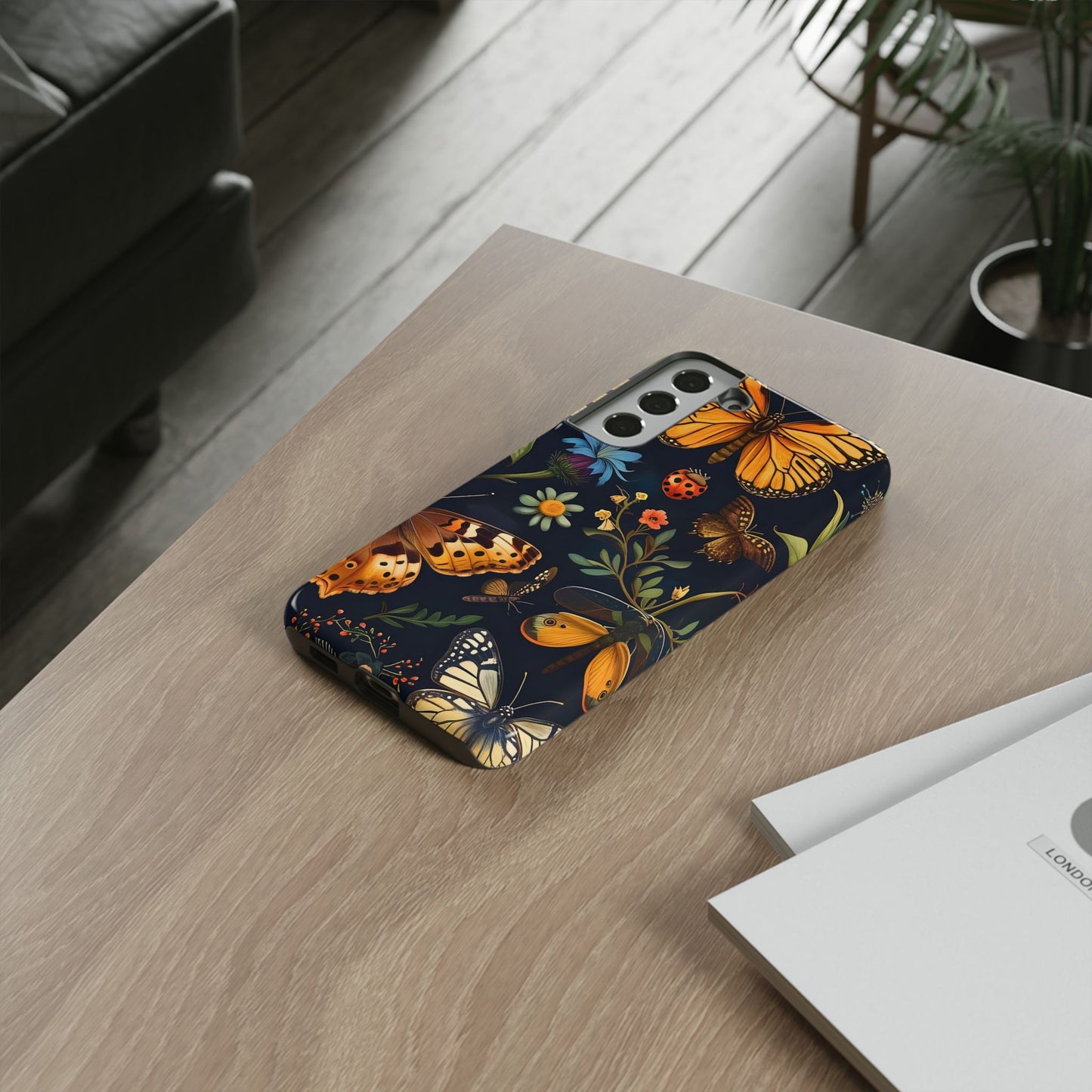 Nature-Inspired Phone Case | Floral Butterfly Design, Tough Phone Cover, Gift for Nature Lovers, Cute Butterfly Case, Home Decor