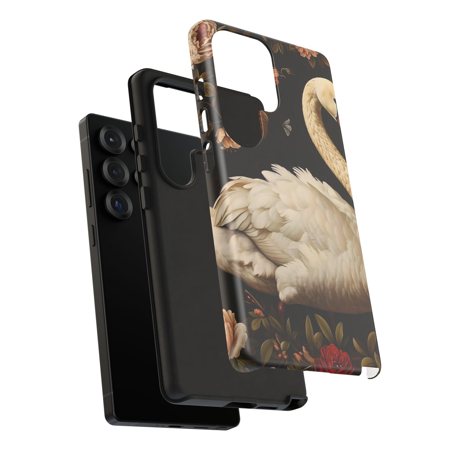 Elegant Swan Phone Case, Floral iPhone Cover, Tough Phone Case, Gift for Her, Nature Lover, Mother's Day, Birthday