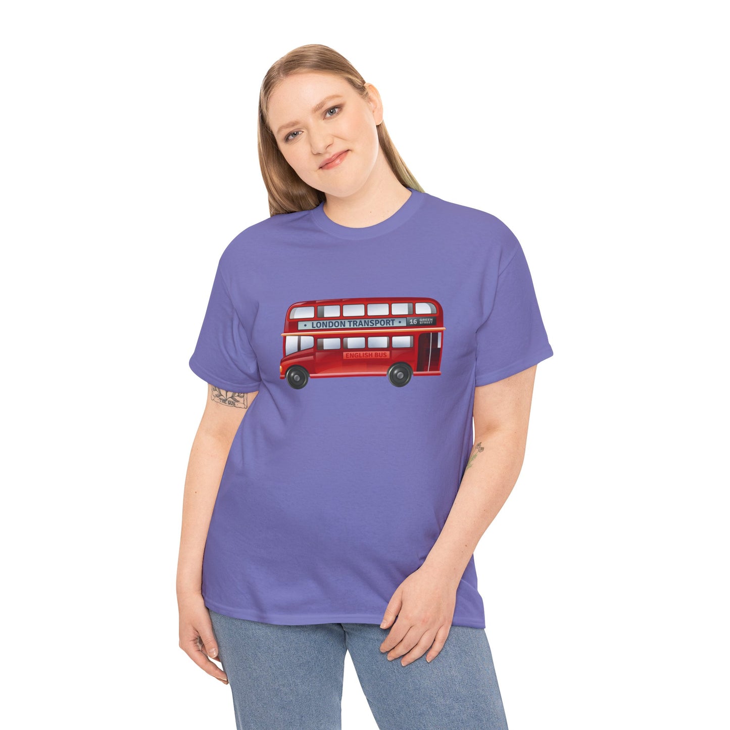 Unisex Heavy Cotton Tee - London Iconic Transport English Bus
