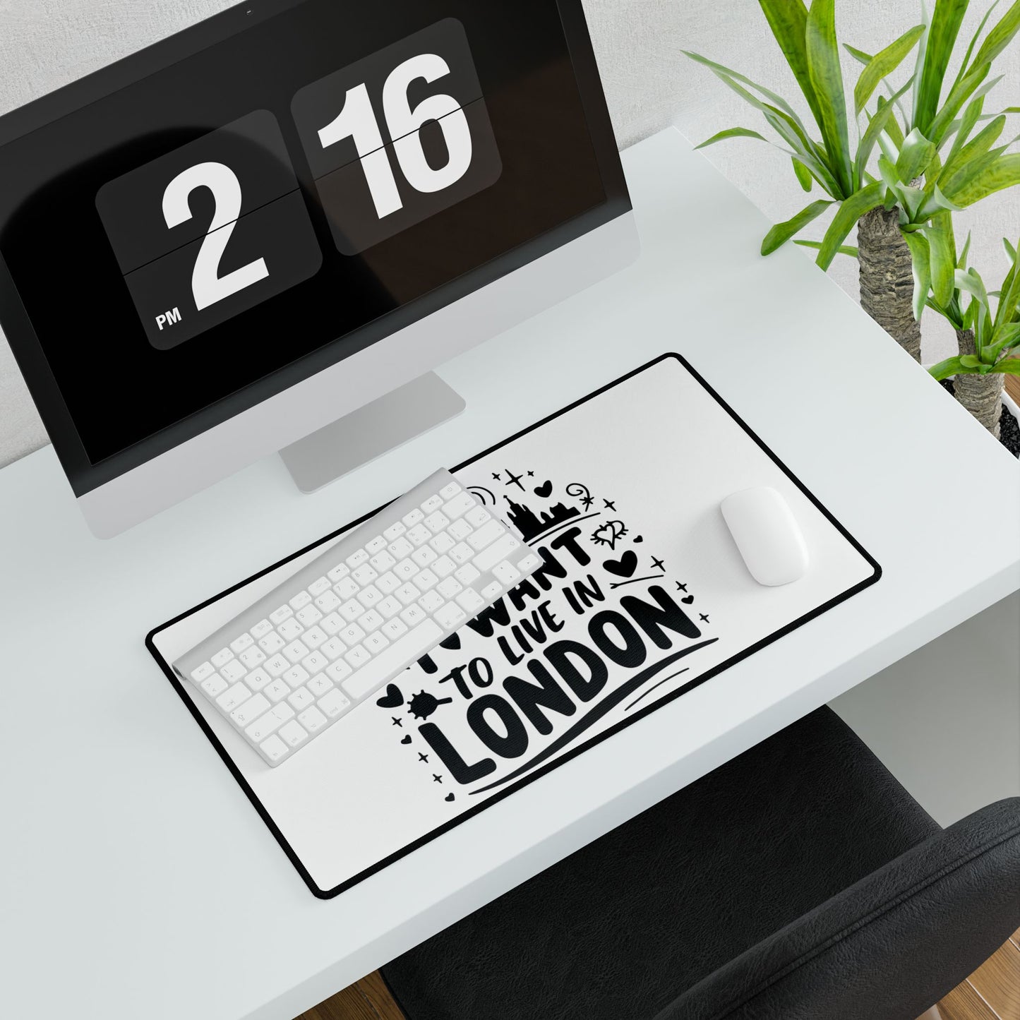 I Want to Live in London Desk Mat, Inspirational Office Decor, Personalized Gift, Desk Protector, Home Office Accessory