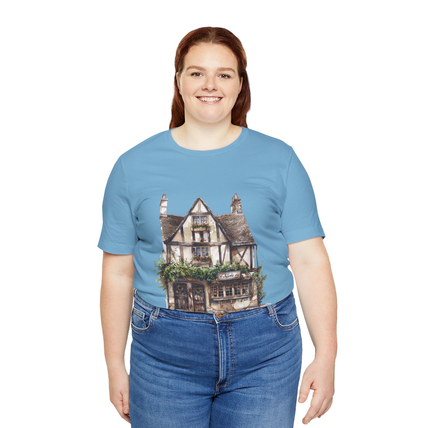 Unisex Jersey Short Sleeve Tee - Cottages & Cobblestones - A British Village Dream